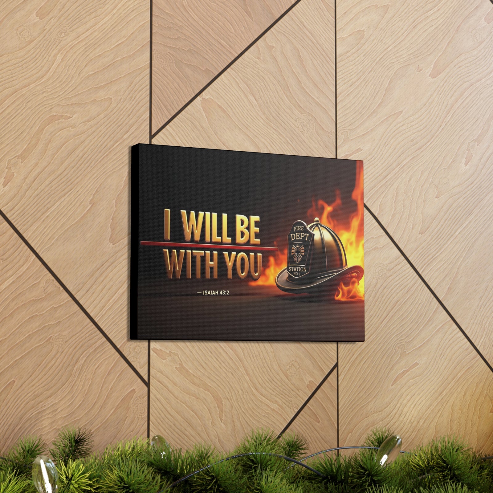 Scripture Walls Isaiah 43:2 Firefighter I Will Be With You Bible Verse Canvas Christian Wall Art Ready to Hang Unframed-Express Your Love Gifts
