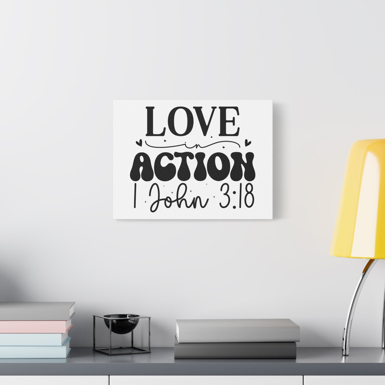 Scripture Walls 1 John 3:18 His Love in Action Bible Verse Canvas Christian Wall Art Ready to Hang Unframed-Express Your Love Gifts
