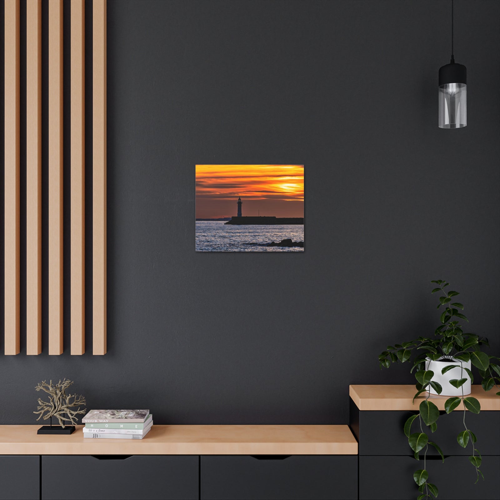 Sunset with Lighthouse Forest Floral Nature Photography Canvas Wall Art for Home Decor Ready-to-Hang-Express Your Love Gifts