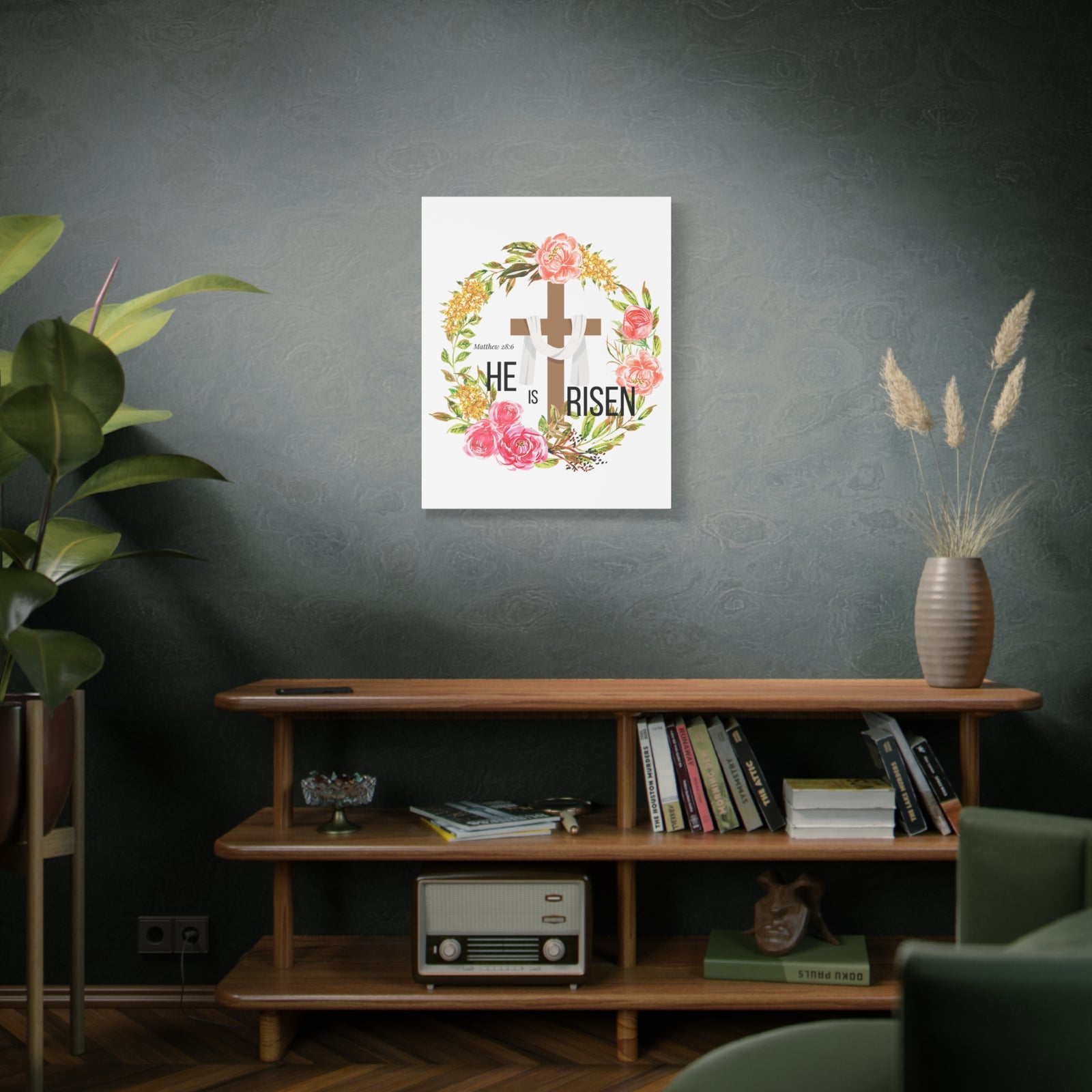 Scripture Walls Matthew 28:6 He Is Risen Bible Verse Canvas Christian Wall Art Ready to Hang Unframed-Express Your Love Gifts