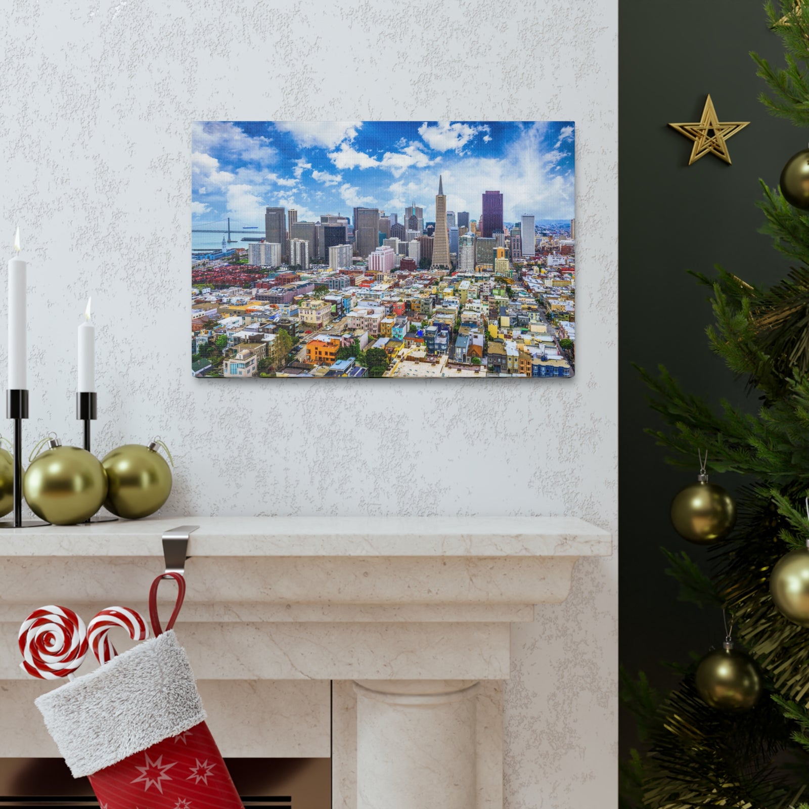 San Francisco Daytime Skyline Canvas Artwork High-Quality Breathtaking Stunning Cityscape for Home Decor Ready to Hang-Express Your Love Gifts