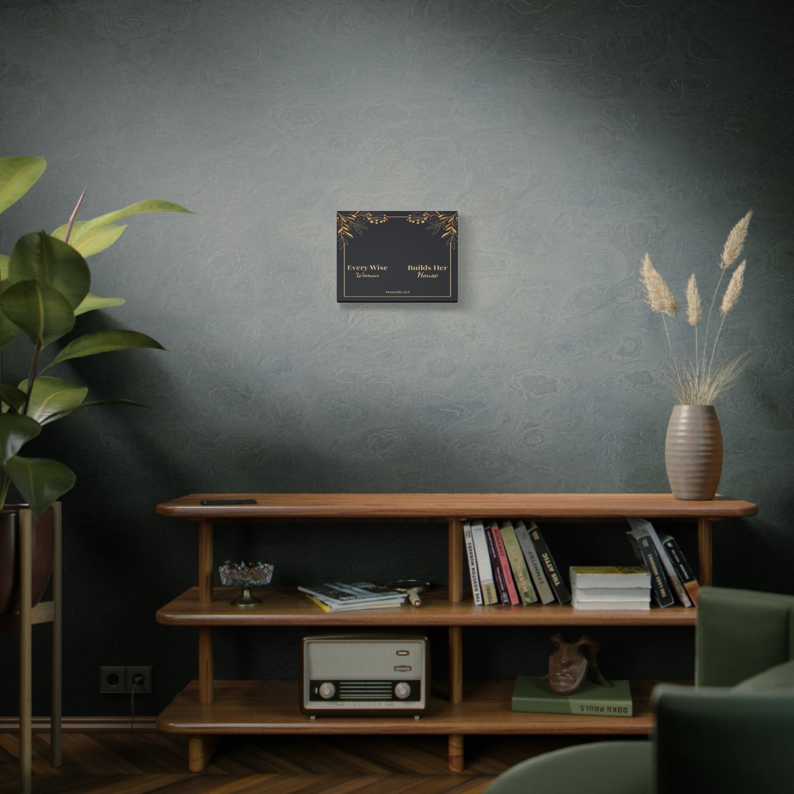 Scripture Walls Proverbs 14:1 Inspirational Wall Art Canvas Bible Verse Canvas Christian Wall Art Ready to Hang Unframed-Express Your Love Gifts