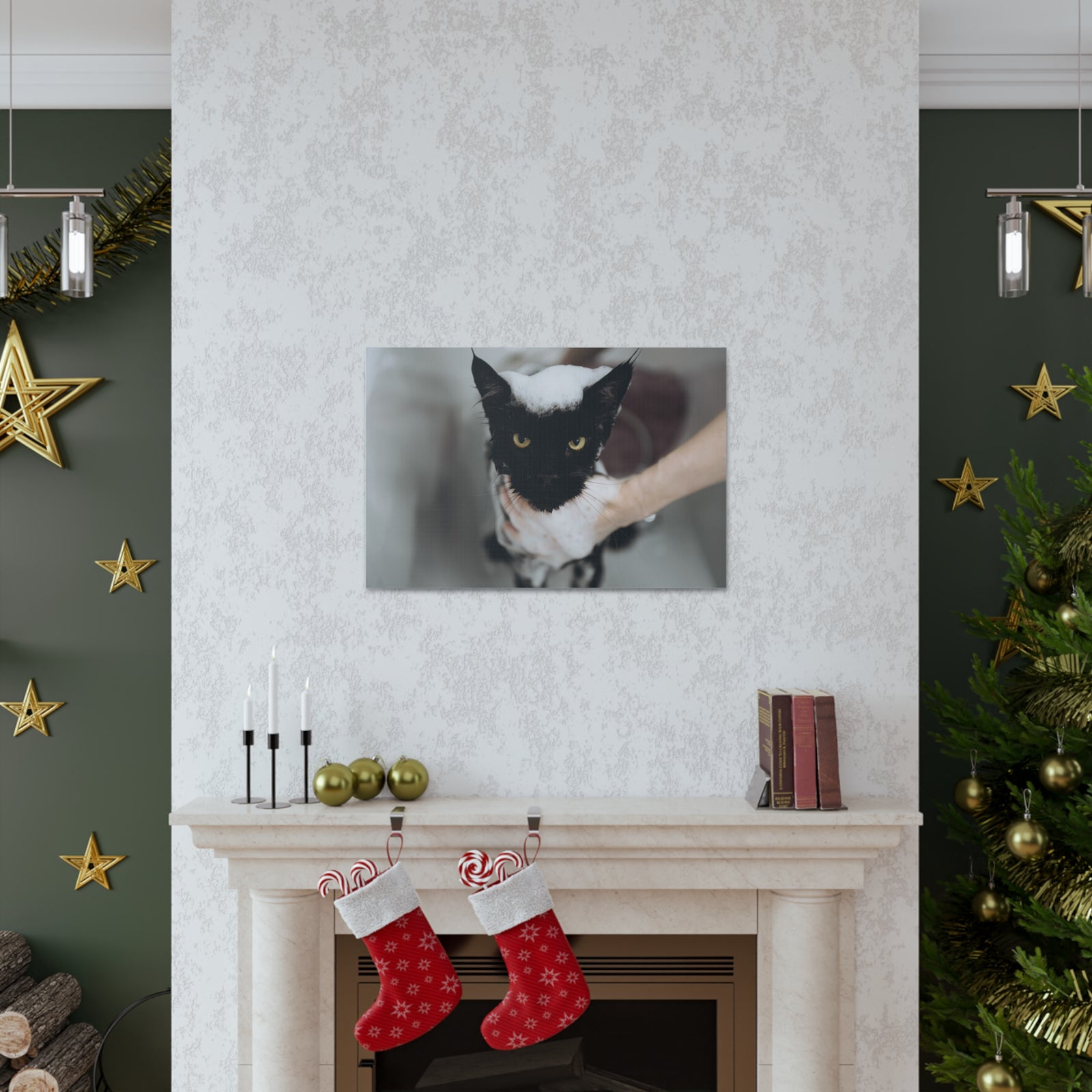 Cute Main Coon Bathee Canvas Wall Art for Home Decor Ready-to-Hang-Express Your Love Gifts