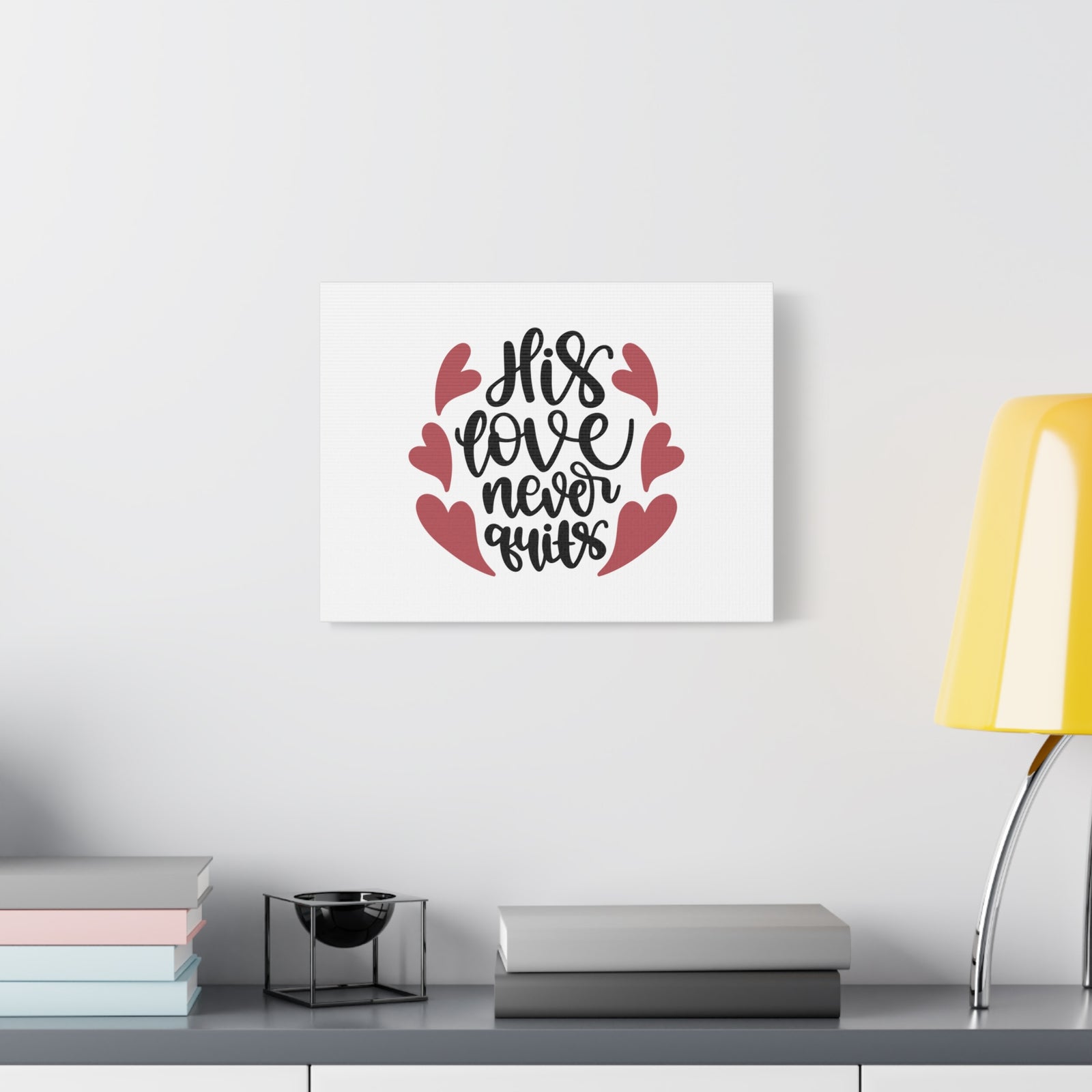 Scripture Canvas His Love Never Quits Psalms 136:26 Christian Wall Art Bible Verse Print Ready to Hang-Express Your Love Gifts