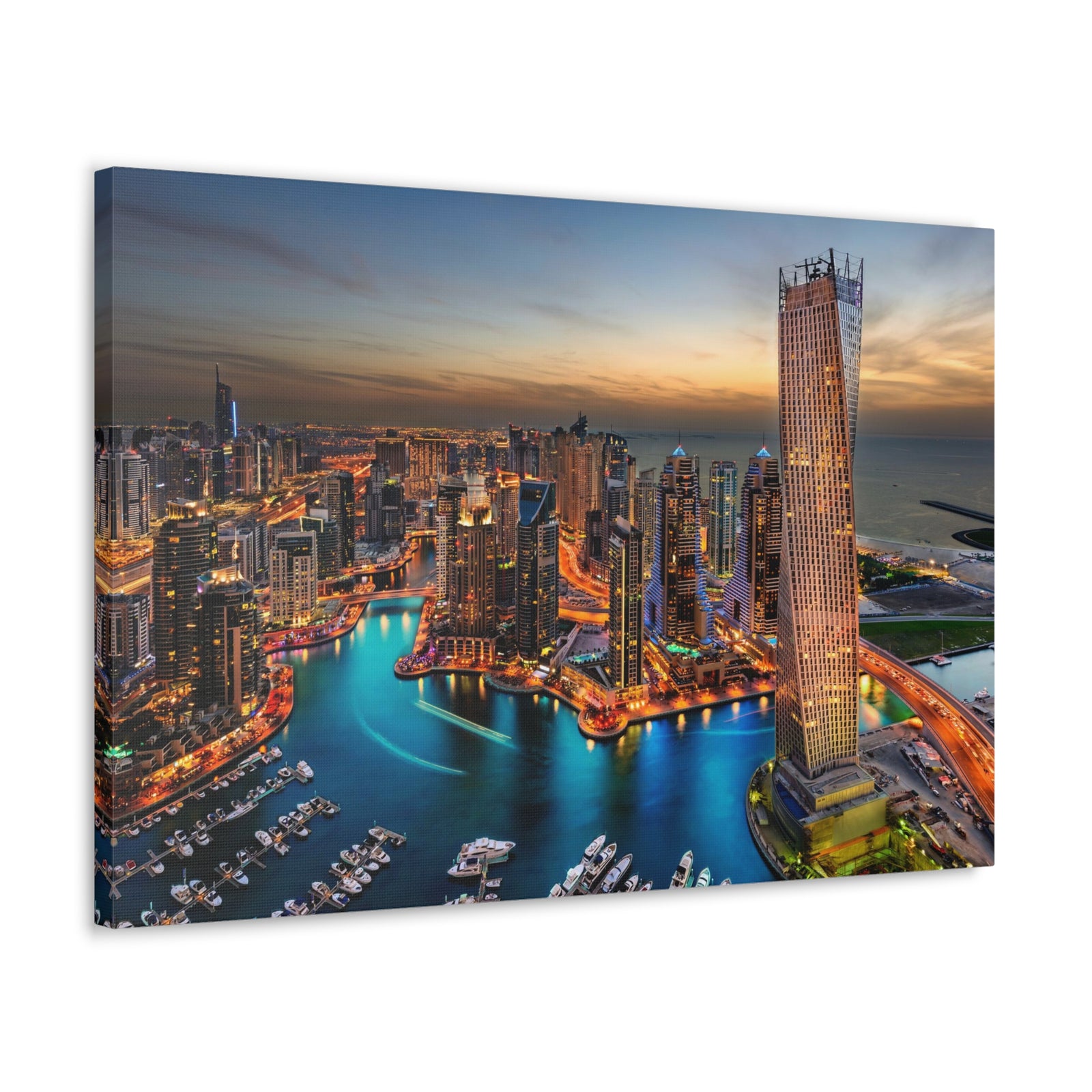 Dubai Night Skyline Canvas Artwork High-Quality Breathtaking Stunning Cityscape for Home Decor Ready to Hang-Express Your Love Gifts