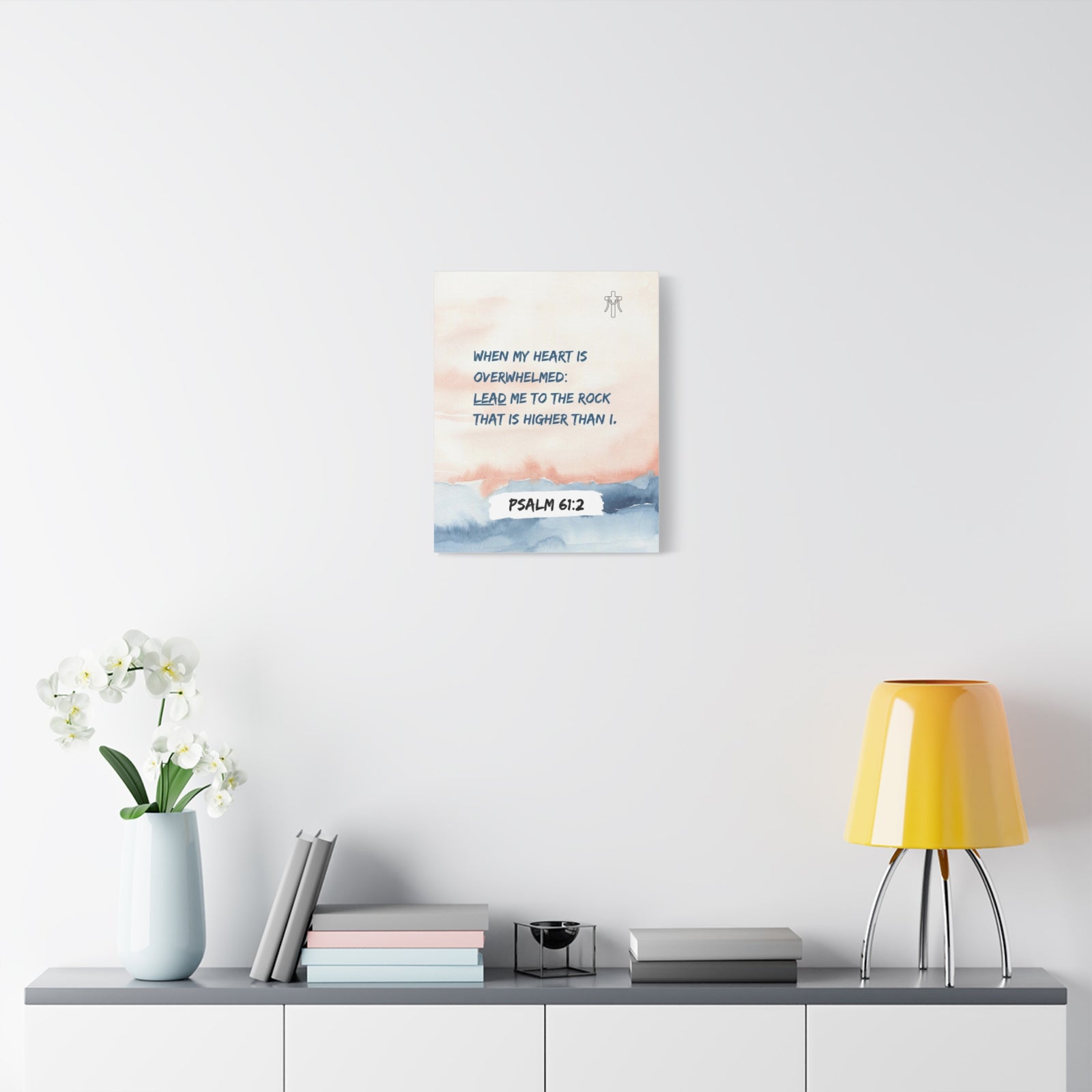 Scripture Walls Psalm 61:2 Lead Me to the Rock Bible Verse Canvas Christian Wall Art Ready to Hang Unframed-Express Your Love Gifts