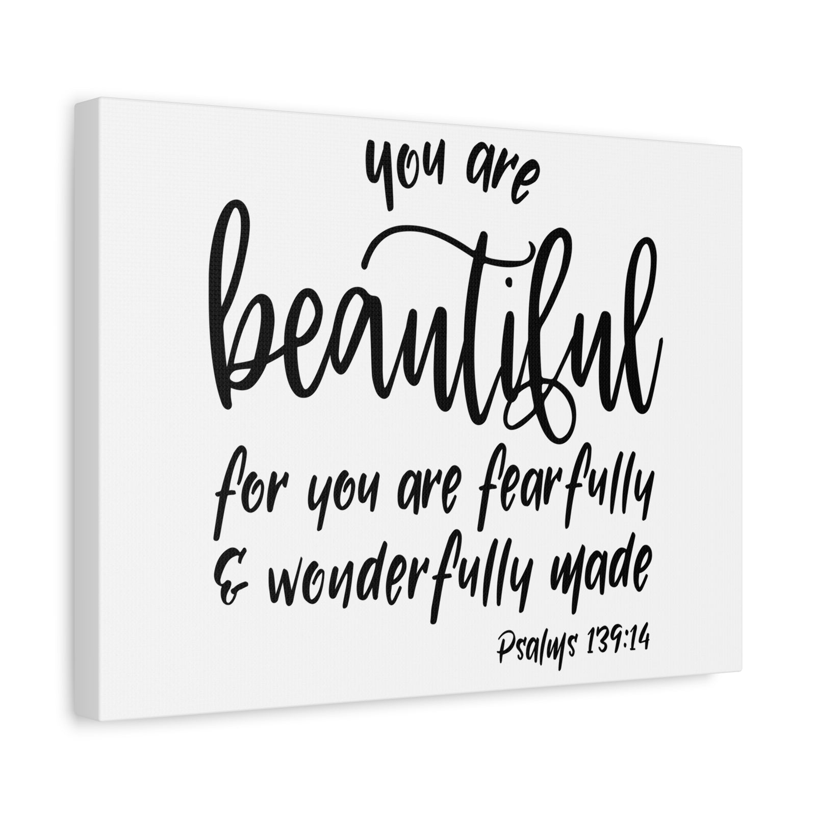 Scripture Canvas You Are Beautiful Psalm 139:14 Christian Wall Art Bible Verse Print Ready to Hang-Express Your Love Gifts