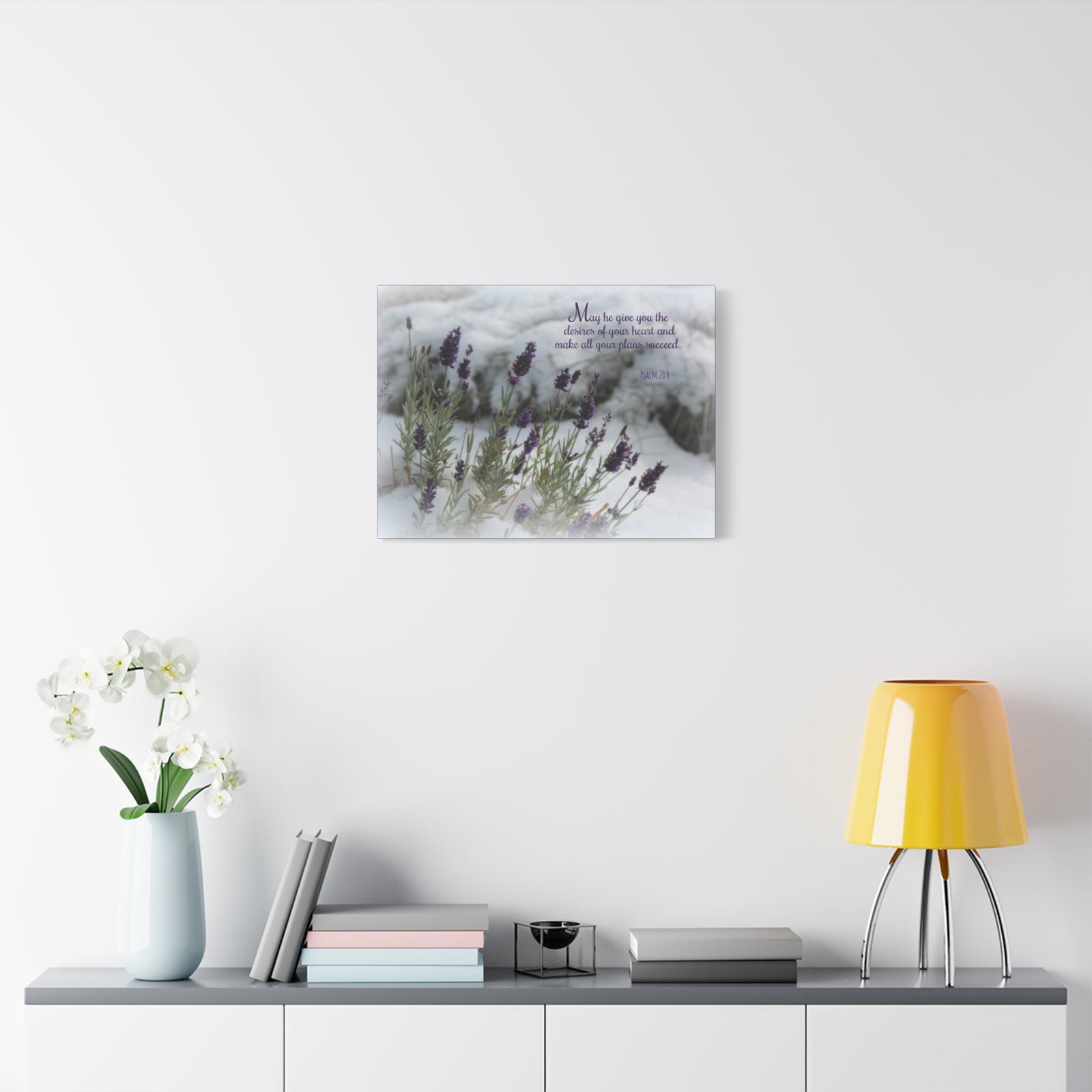 Scripture Canvas Desires Of Your Heart Psalm 20:4 Christian Wall Art Bible Verse Print Ready to Hang-Express Your Love Gifts
