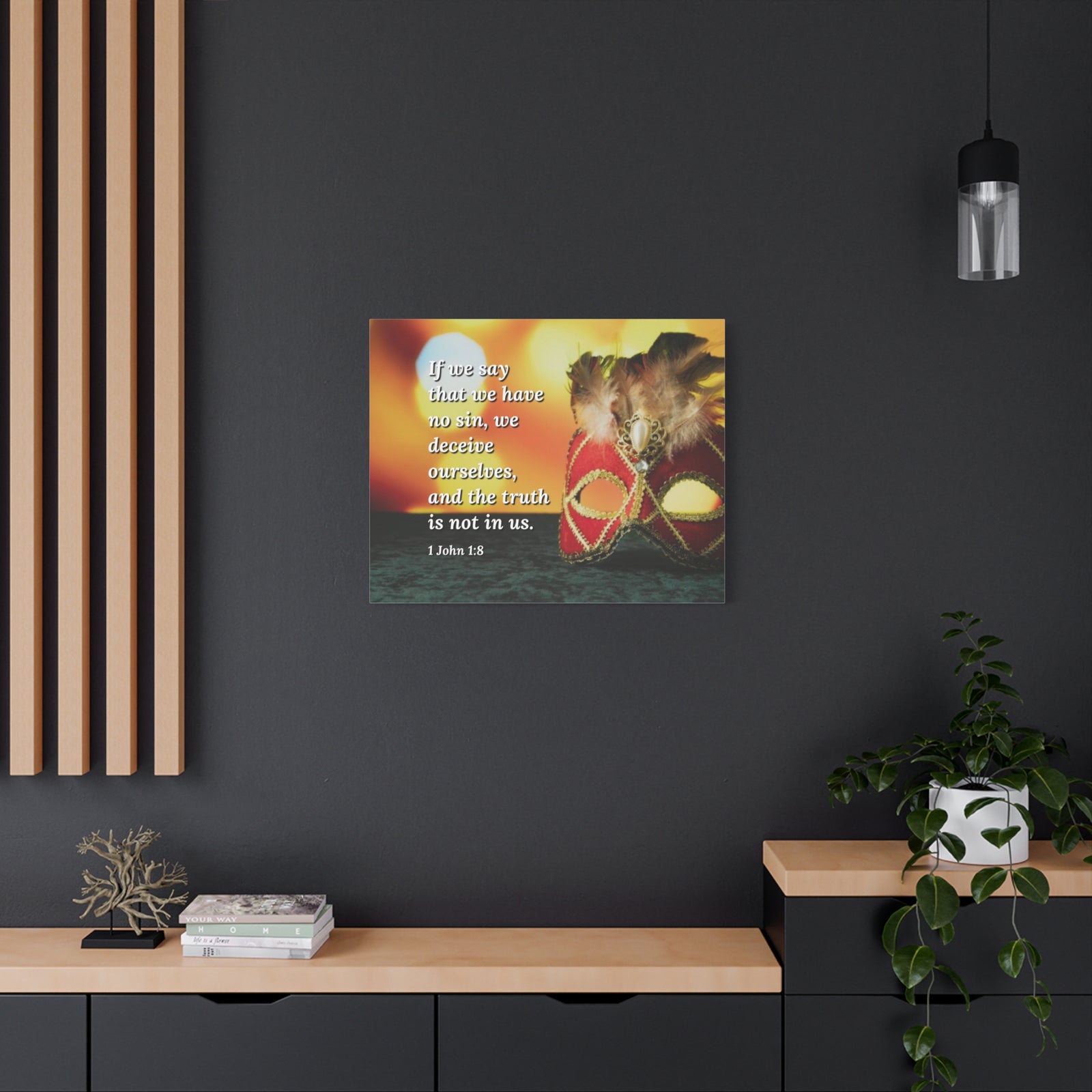 Scripture Canvas The Truth 1 John 1:8 Christian Wall Art Bible Verse Print Ready to Hang-Express Your Love Gifts