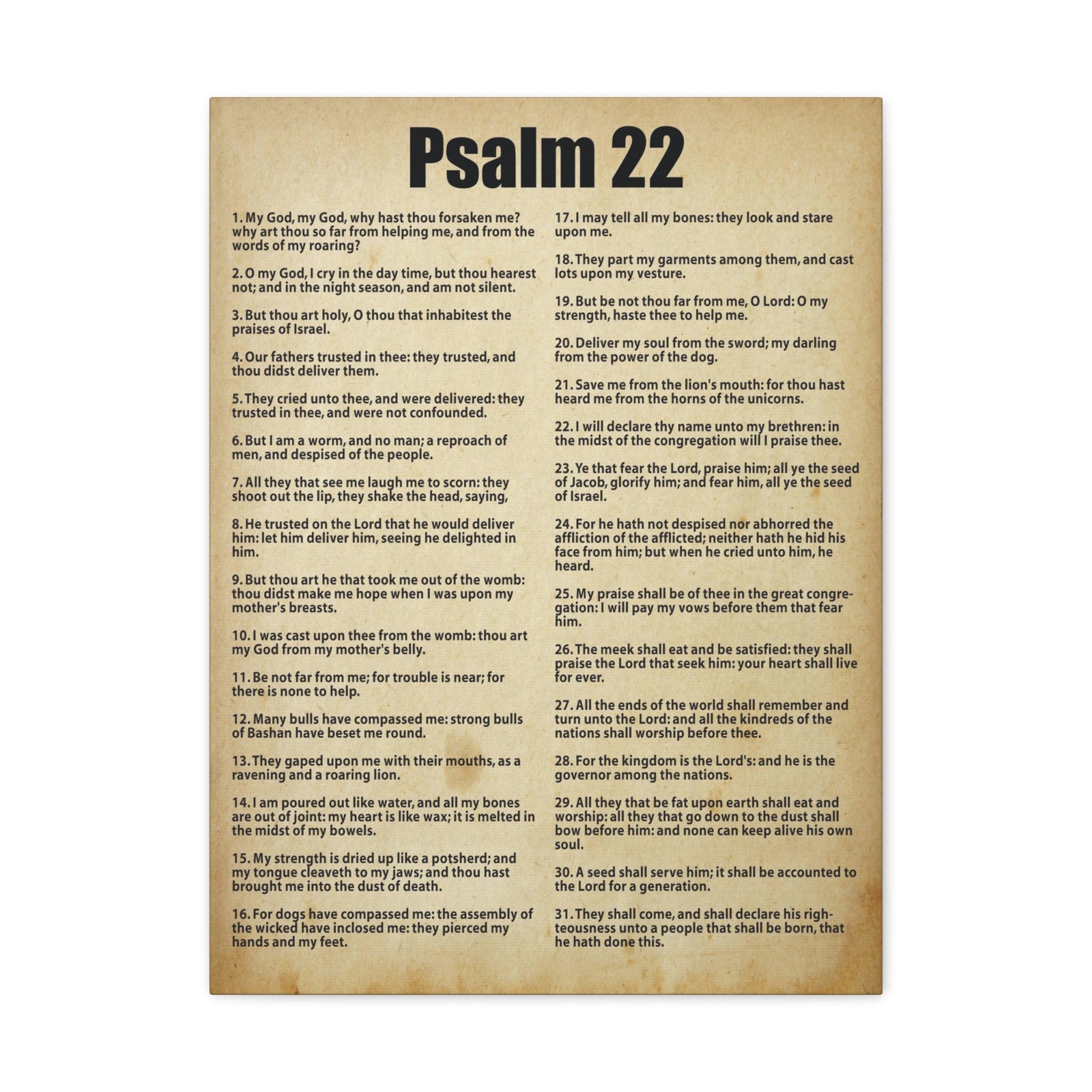 Scripture Canvas Desperate For God's Help Psalm 22 Christian Wall Art Bible Verse Print Ready to Hang-Express Your Love Gifts