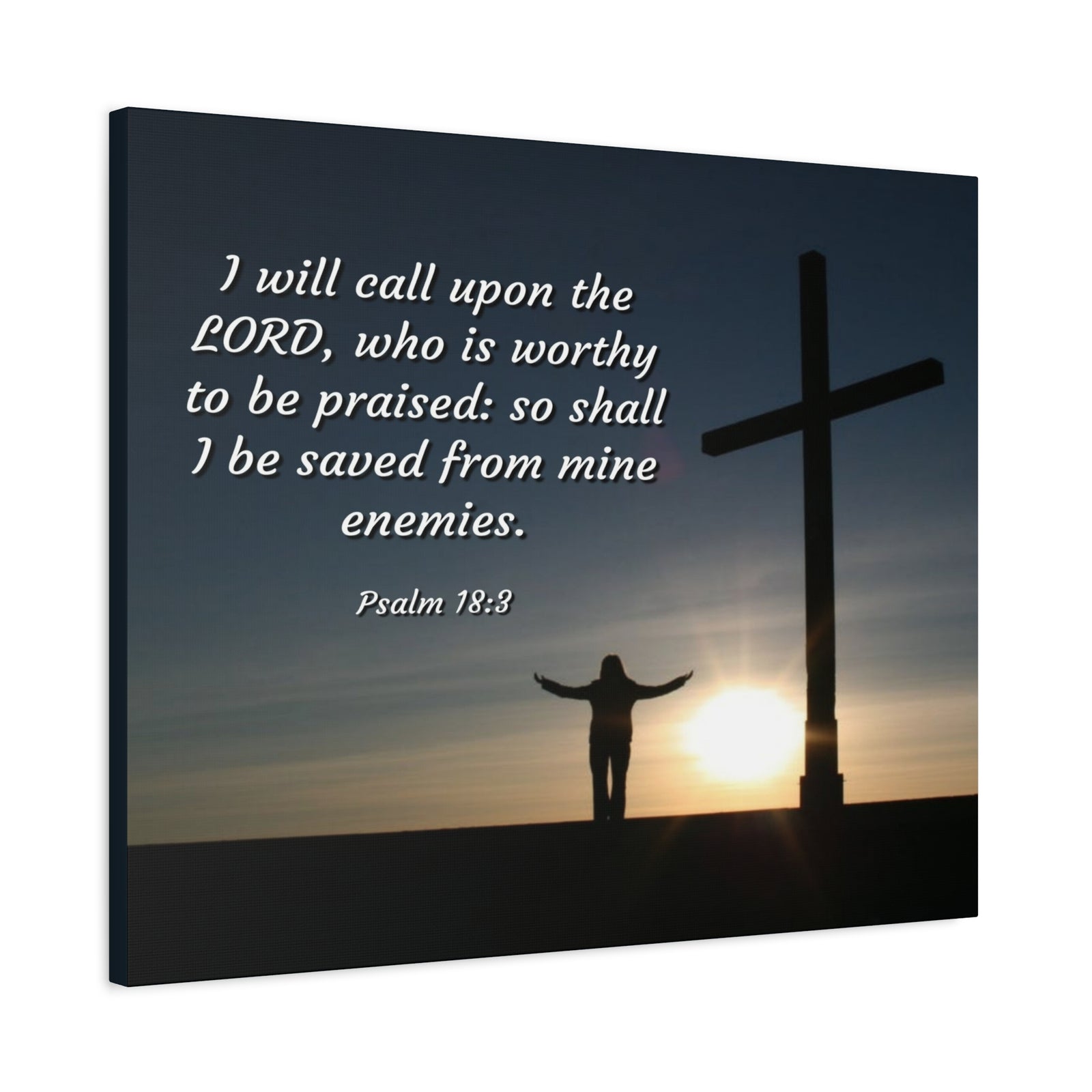 Scripture Canvas Worthy Psalm 18:3 Christian Wall Art Bible Verse Print Ready to Hang-Express Your Love Gifts