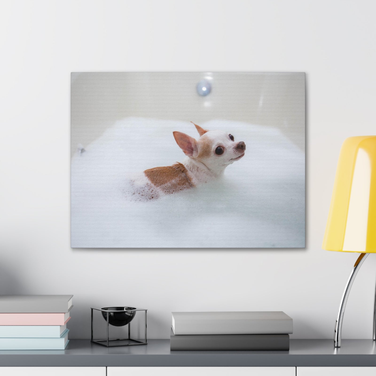 Cute Chihuahua Bathee Canvas Wall Art for Home Decor Ready-to-Hang-Express Your Love Gifts