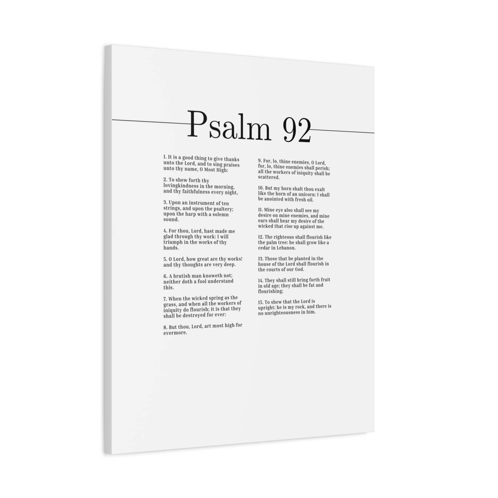 Scripture Canvas Give Thanks Unto The Lord Psalm 92 Christian Wall Art Bible Verse Print Ready to Hang-Express Your Love Gifts