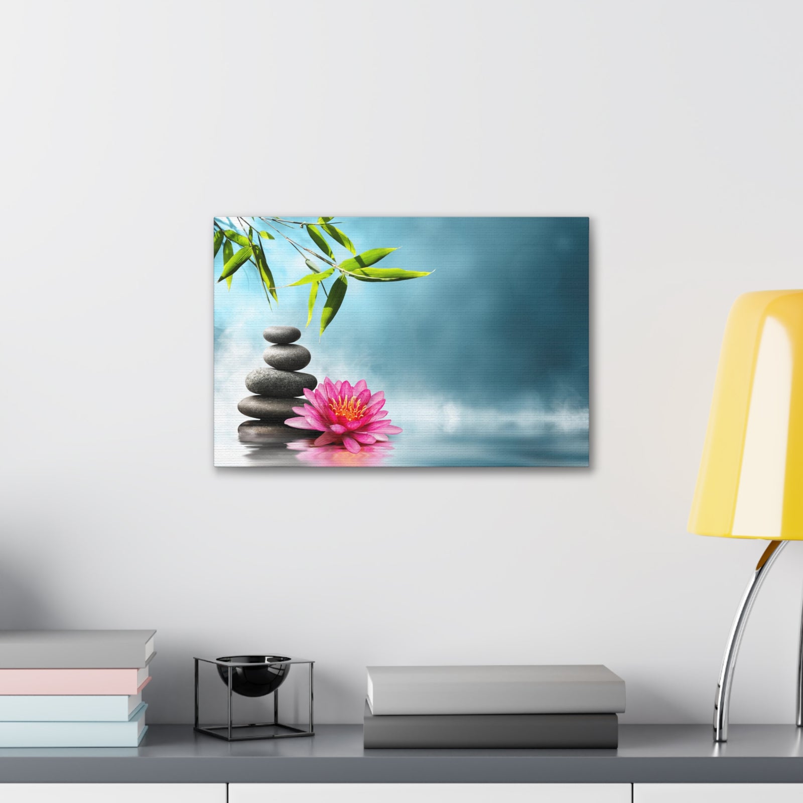 Waterlily with Stones Forest Floral Nature Photography Canvas Wall Art for Home Decor Ready-to-Hang-Express Your Love Gifts