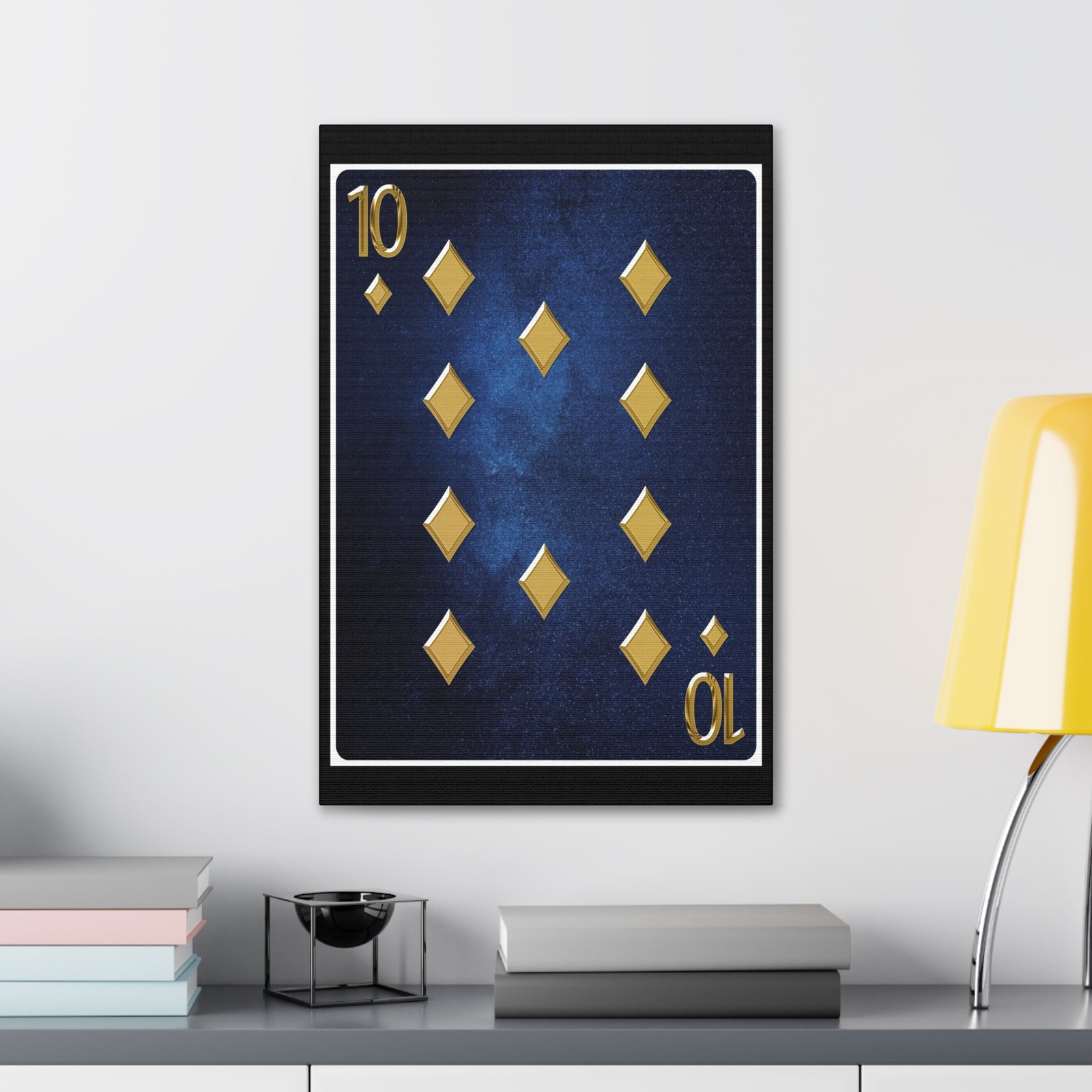Ten Of Diamonds Space Background Playing Card Canvas Wall Art for Home Decor Ready-to-Hang-Express Your Love Gifts