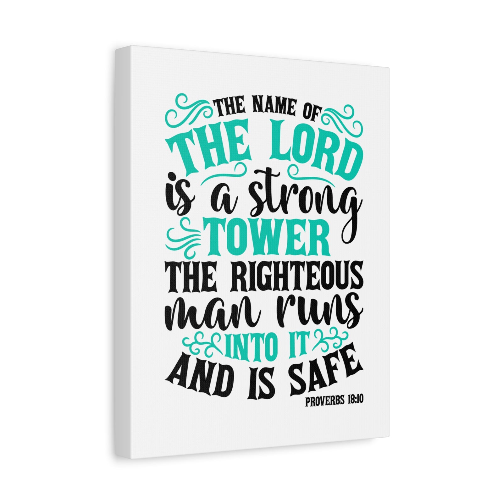 Scripture Canvas The Lord Is A Strong Tower Proverbs 18:10 Christian Wall Art Bible Verse Print Ready to Hang-Express Your Love Gifts