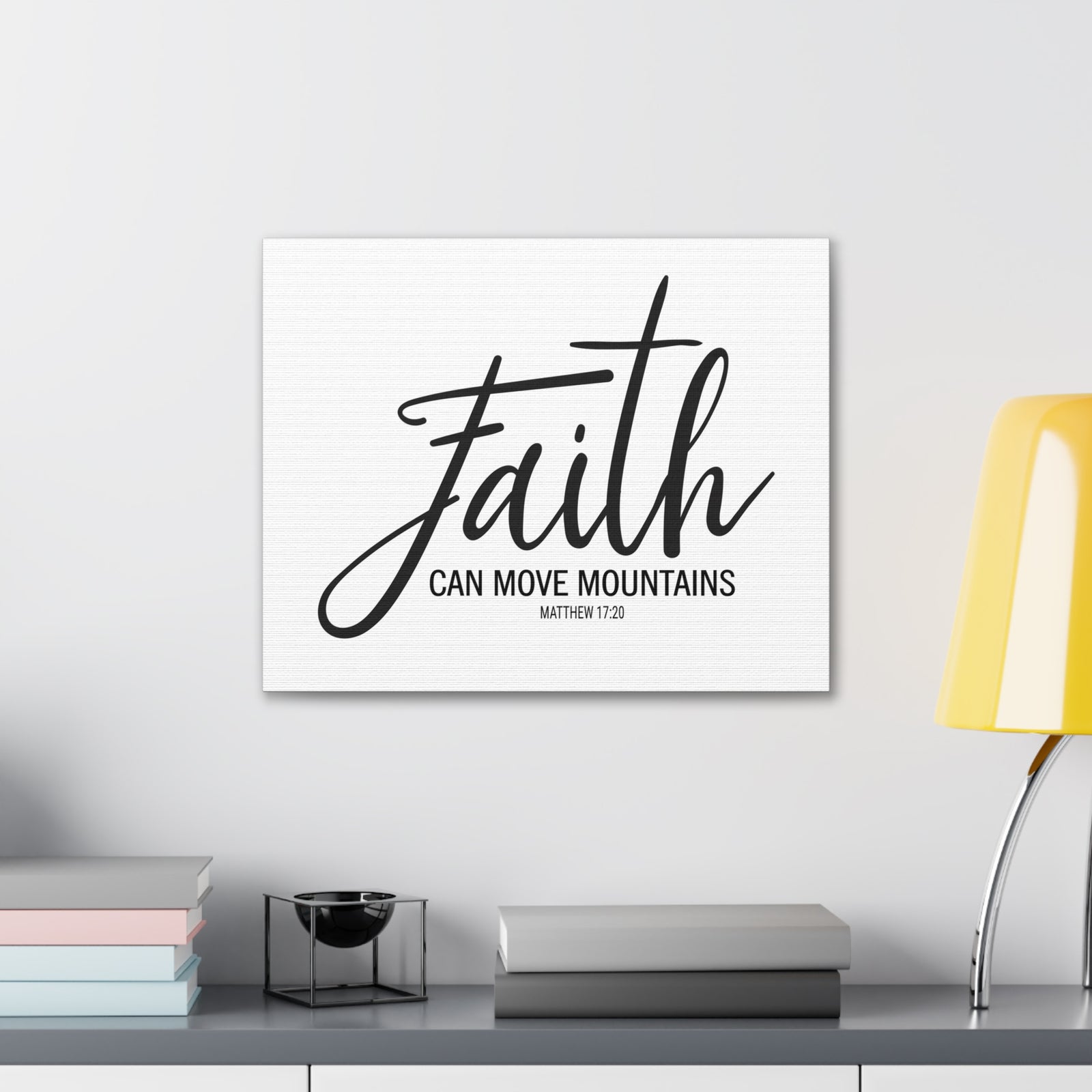 Scripture Canvas Faith Can Move Mountains Matthew 17:20 Christian Wall Art Bible Verse Print Ready To Hang-Express Your Love Gifts