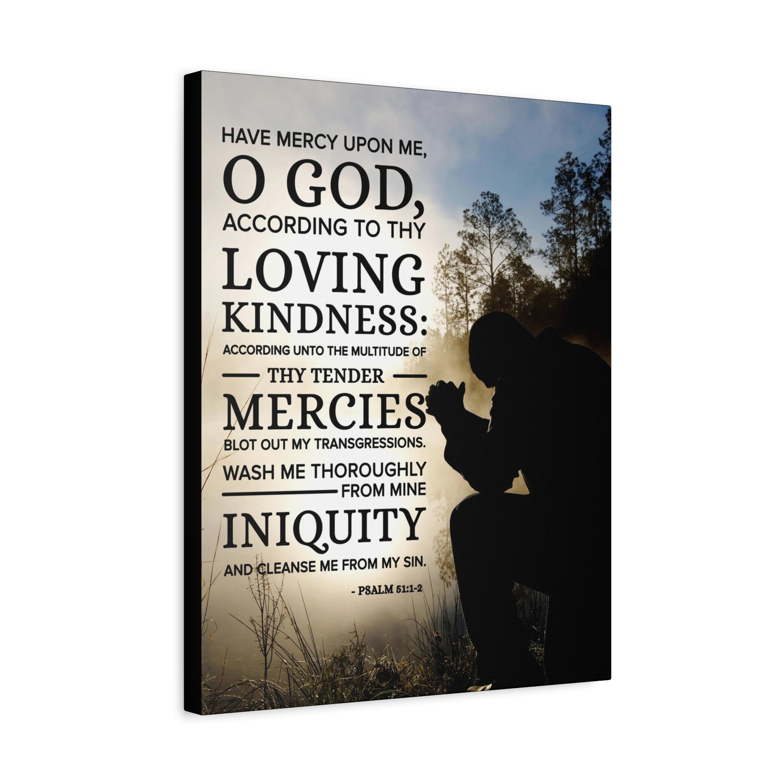 Scripture Canvas Have Mercy Upon Me Psalm 51:12 Christian Wall Art Bible Verse Print Ready to Hang-Express Your Love Gifts