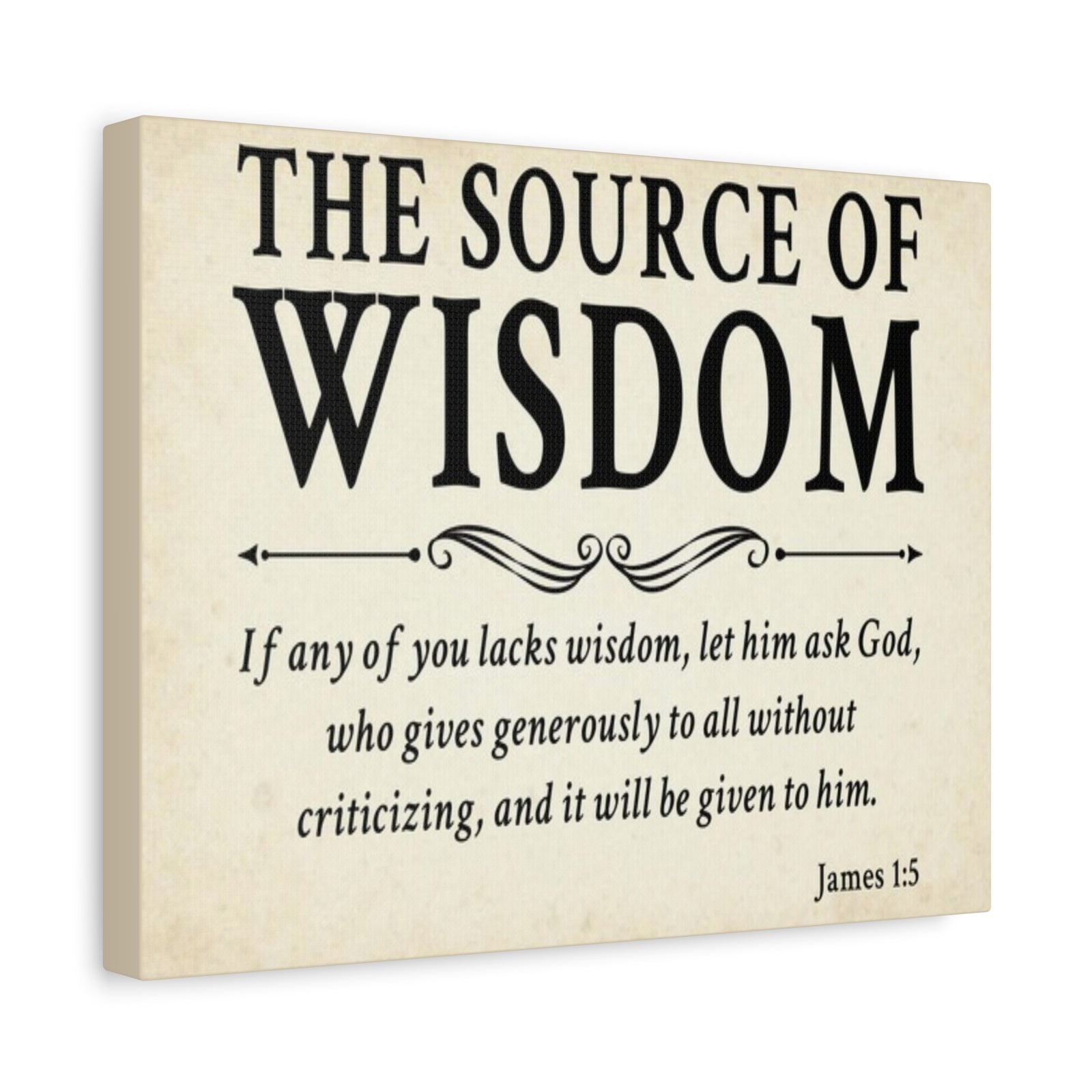 Scripture Walls James 1:5 The Source of Wisdom White Bible Verse Canvas Christian Wall Art Ready to Hang Unframed-Express Your Love Gifts