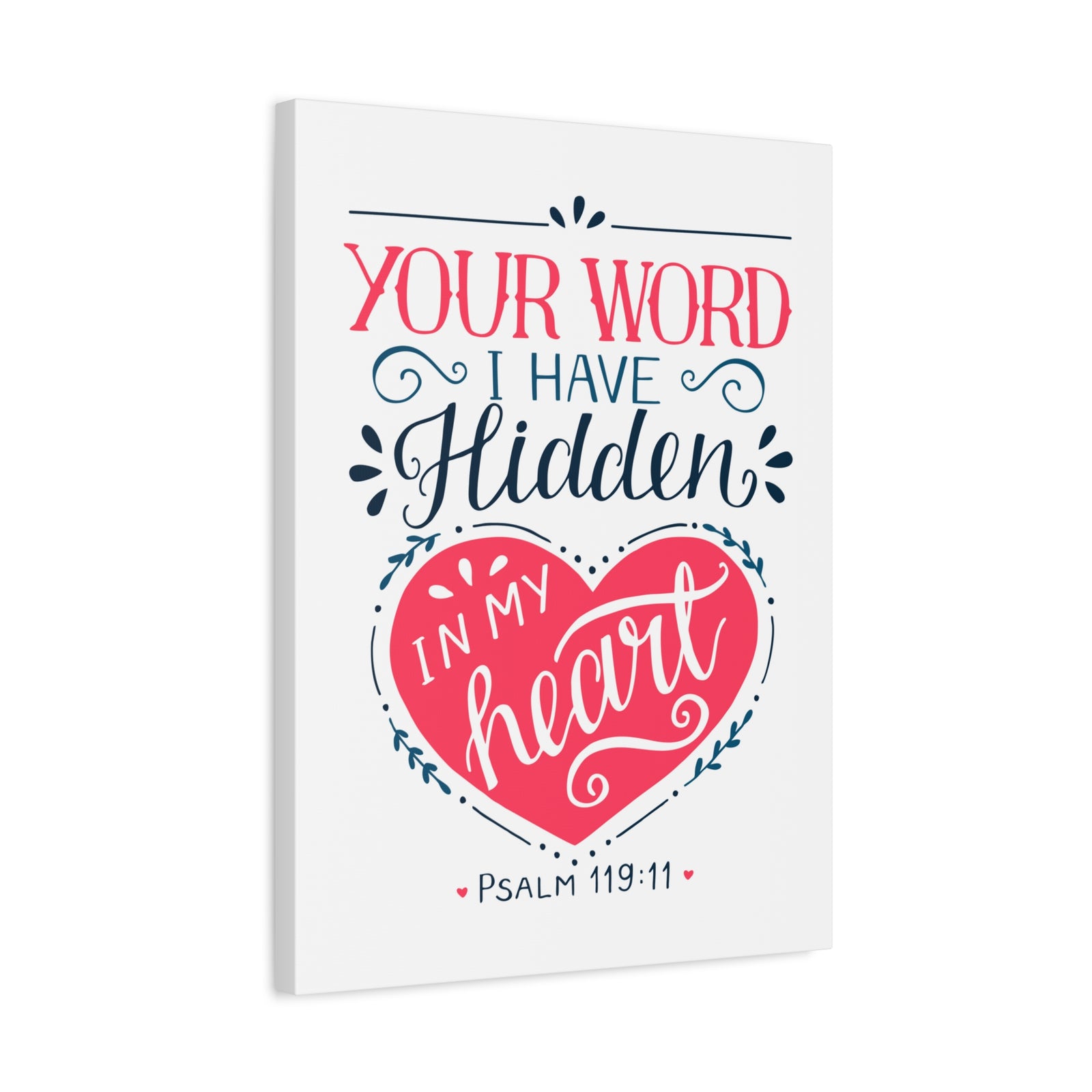 Scripture Canvas In My Heart Psalm 119:11 Christian Wall Art Bible Verse Print Ready to Hang-Express Your Love Gifts