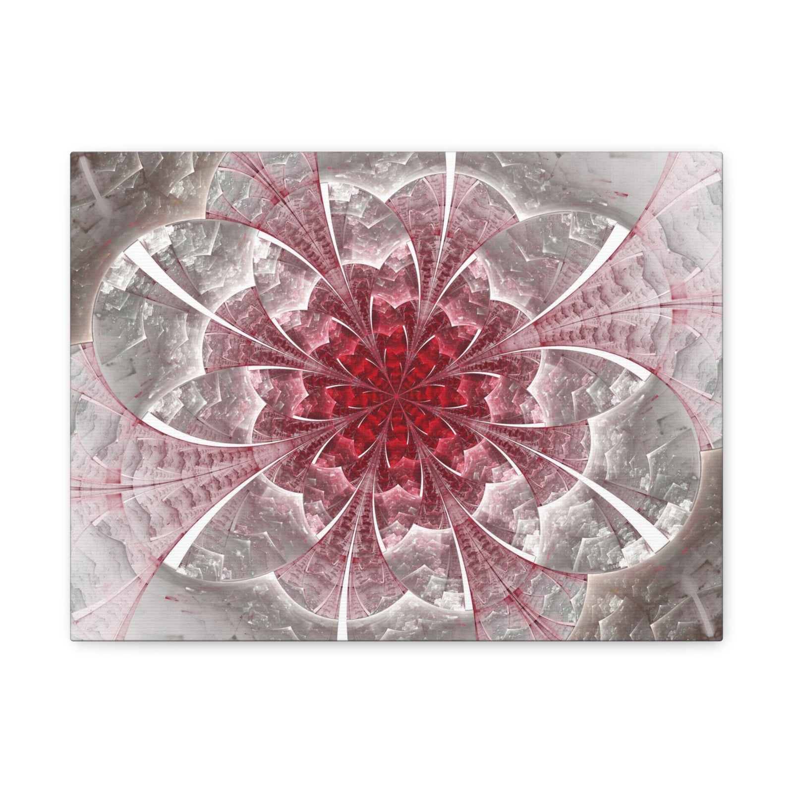Fractal Flower In Red Stained Glass Canvas Wall Art for Home Decor Ready-to-Hang-Express Your Love Gifts