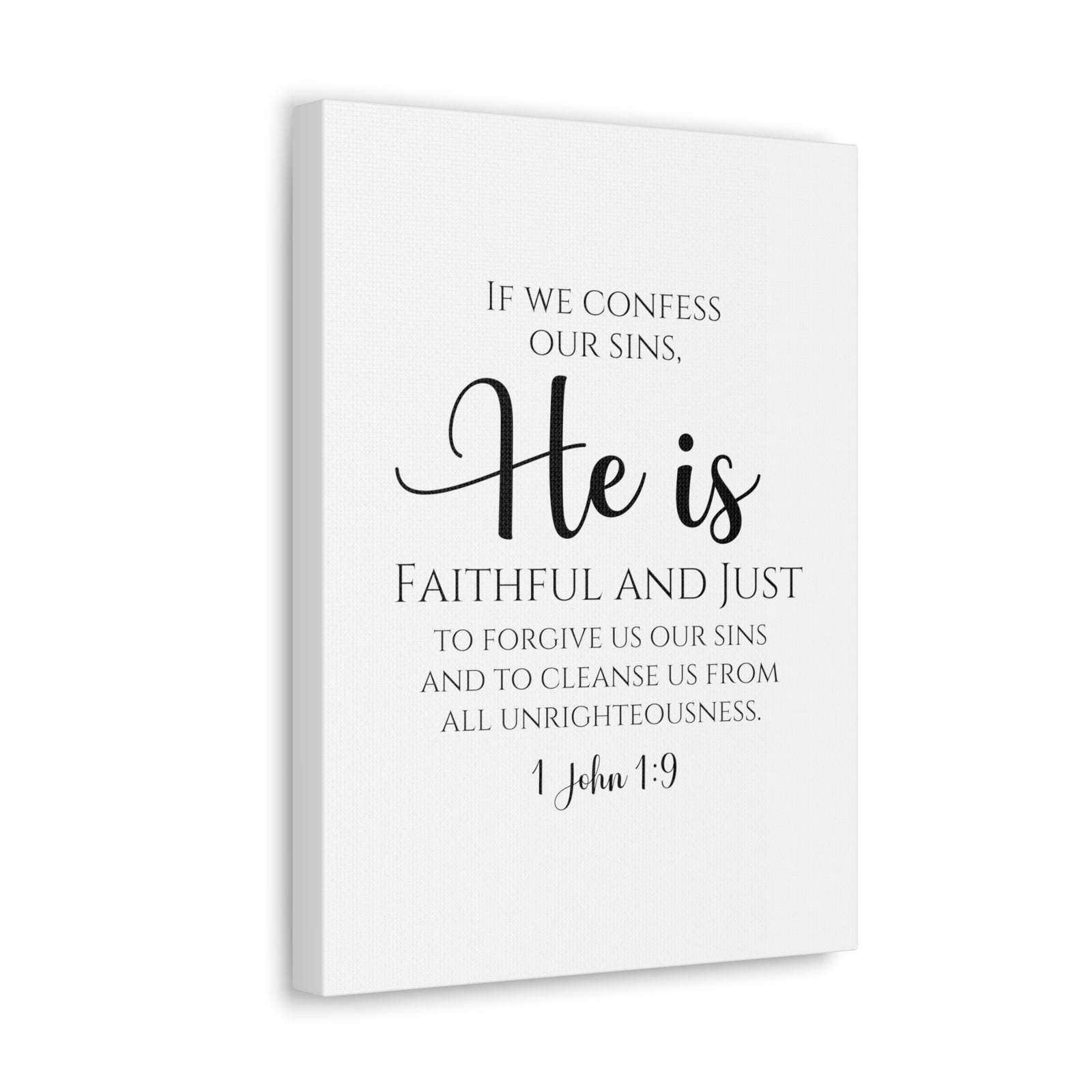 Scripture Walls 1 John 1:9 Faithful and Just Bible Verse Canvas Bible Verse Canvas Christian Wall Art Ready to Hang Unframed-Express Your Love Gifts