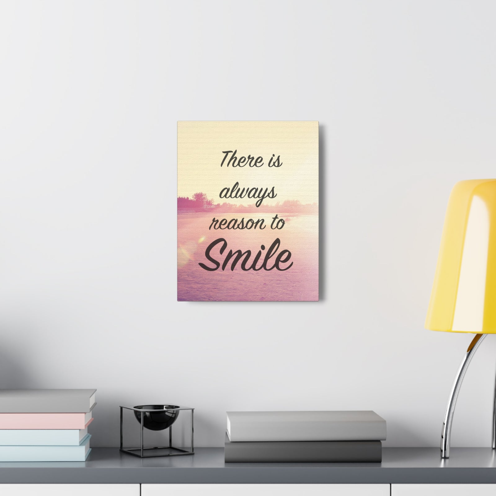 Inspirational Quote Canvas There Is Always Reason To Smile Motivational Print Ready to Hang Artwork-Express Your Love Gifts