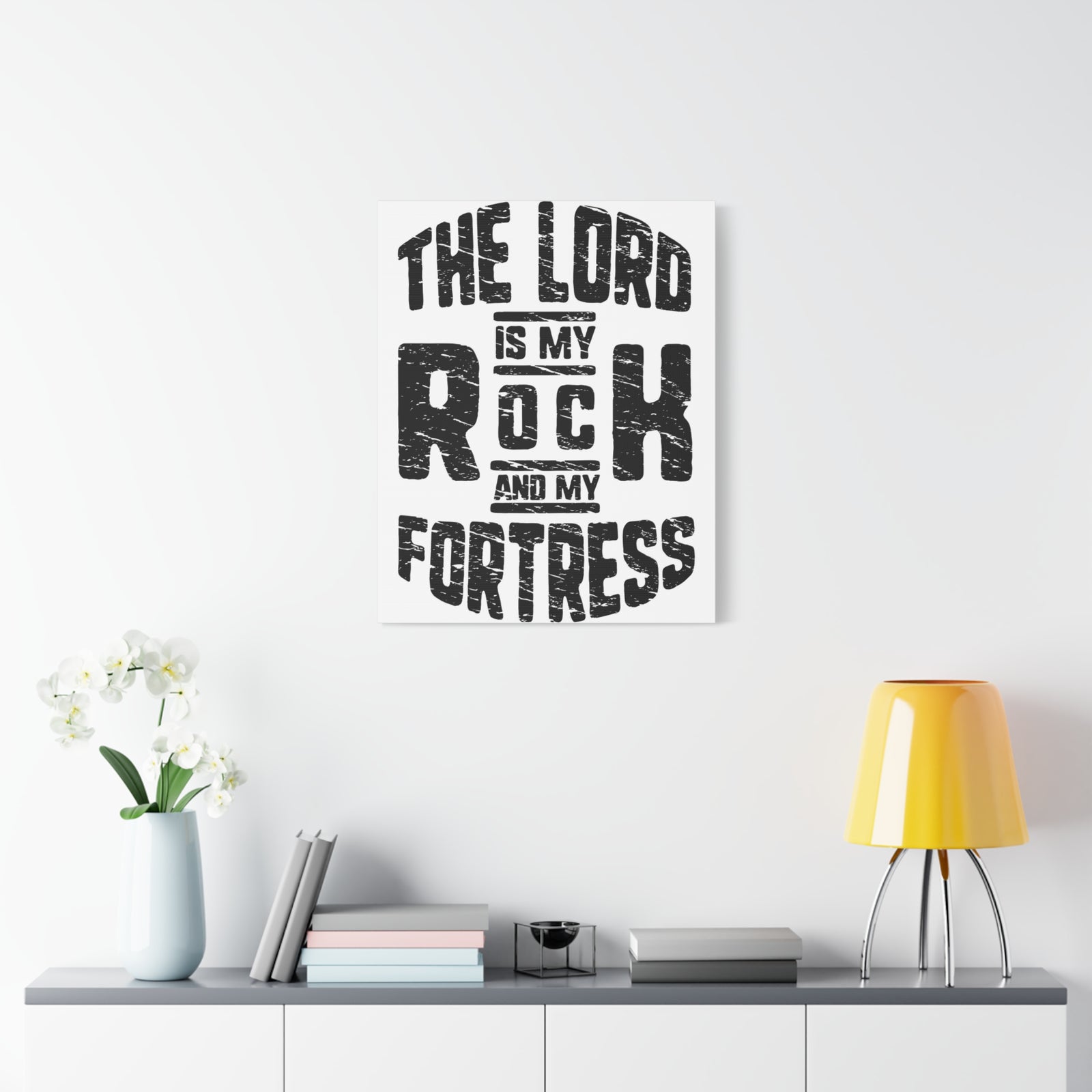 Scripture Walls Psalms 18:2 Lord My Rock and Fortress Bible Verse Canvas Christian Wall Art Ready to Hang Unframed-Express Your Love Gifts