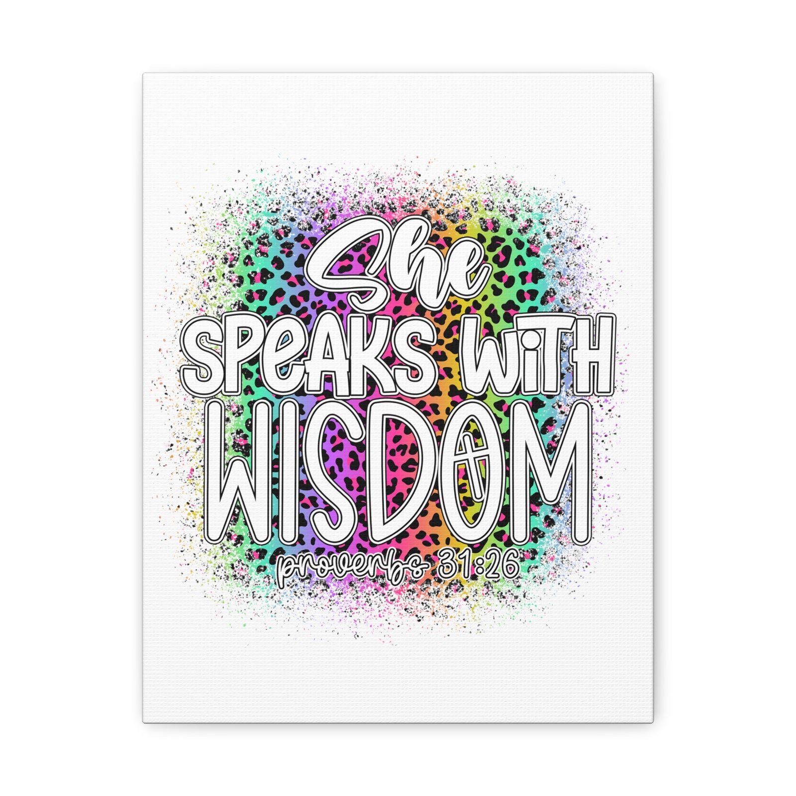 Scripture Walls Proverbs 31:26 She Speaks With Wisdom Colorful Bible Verse Canvas Christian Wall Art Ready to Hang Unframed-Express Your Love Gifts