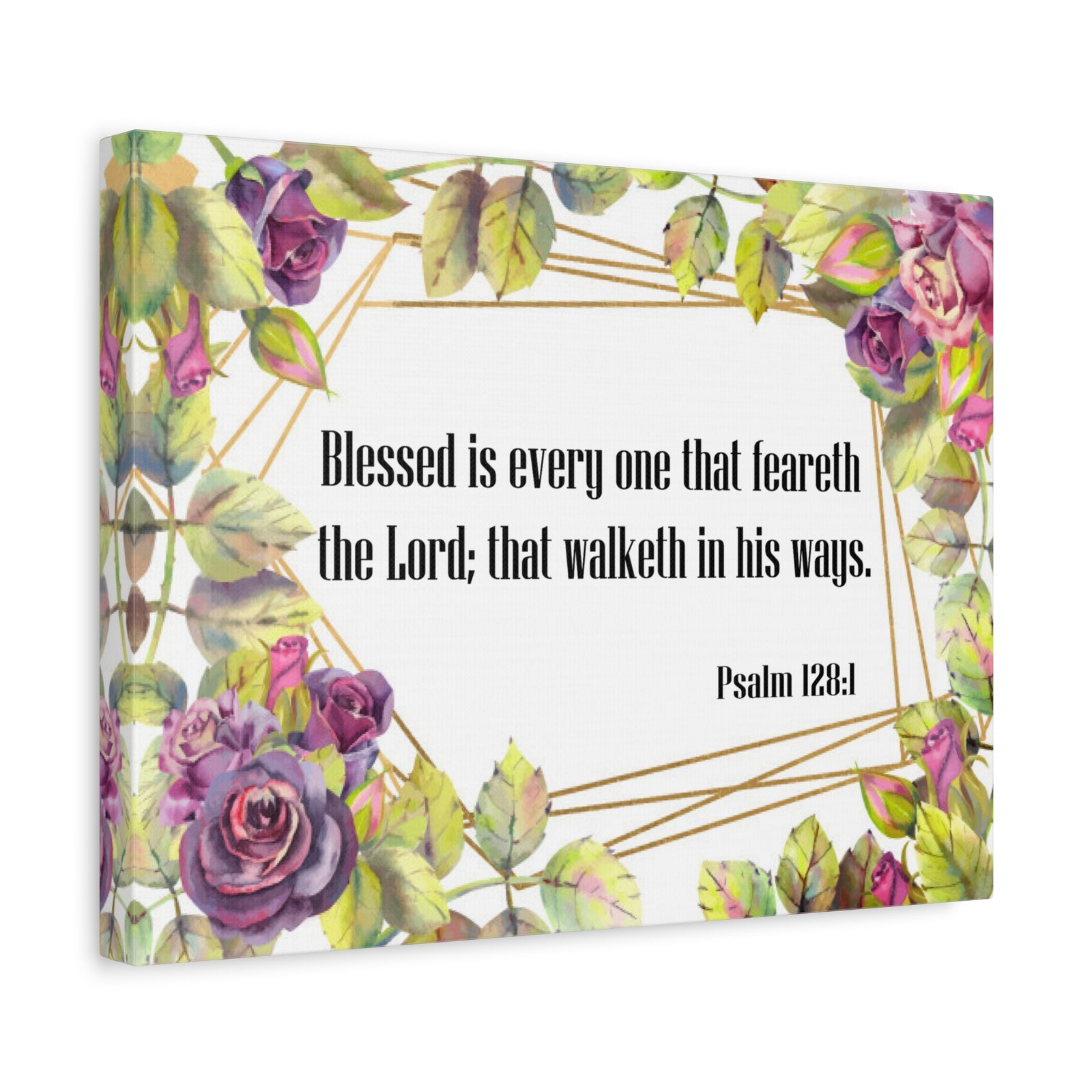 Bible Verse Canvas Blessed is Everyone Psalm 128:1 Christian Home Décor Wall Art Scripture Ready to Hang Faith Print-Express Your Love Gifts