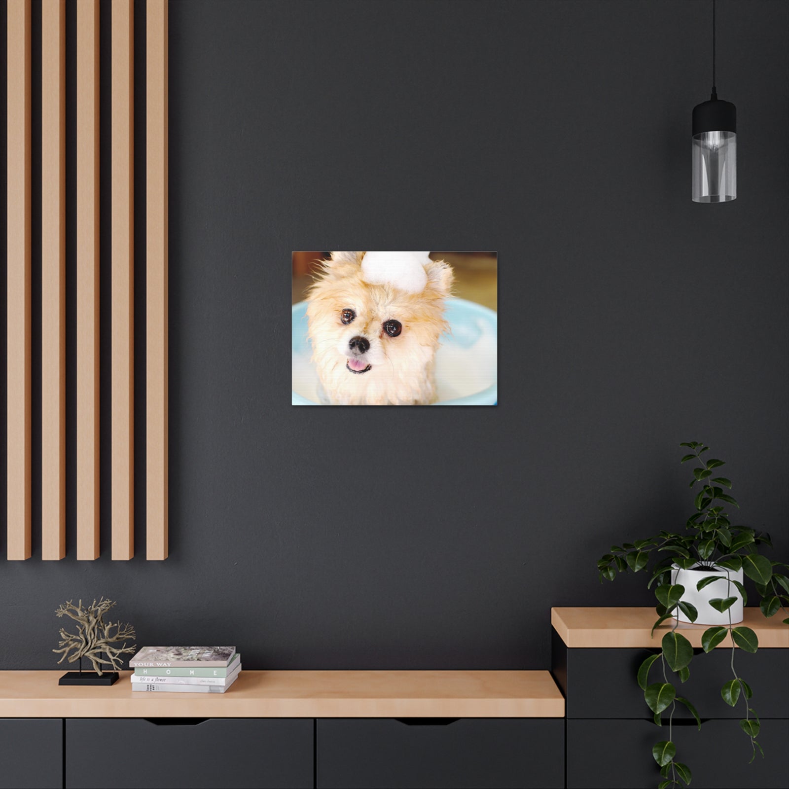 Cute Pomeranian Bathee Canvas Wall Art for Home Decor Ready-to-Hang-Express Your Love Gifts
