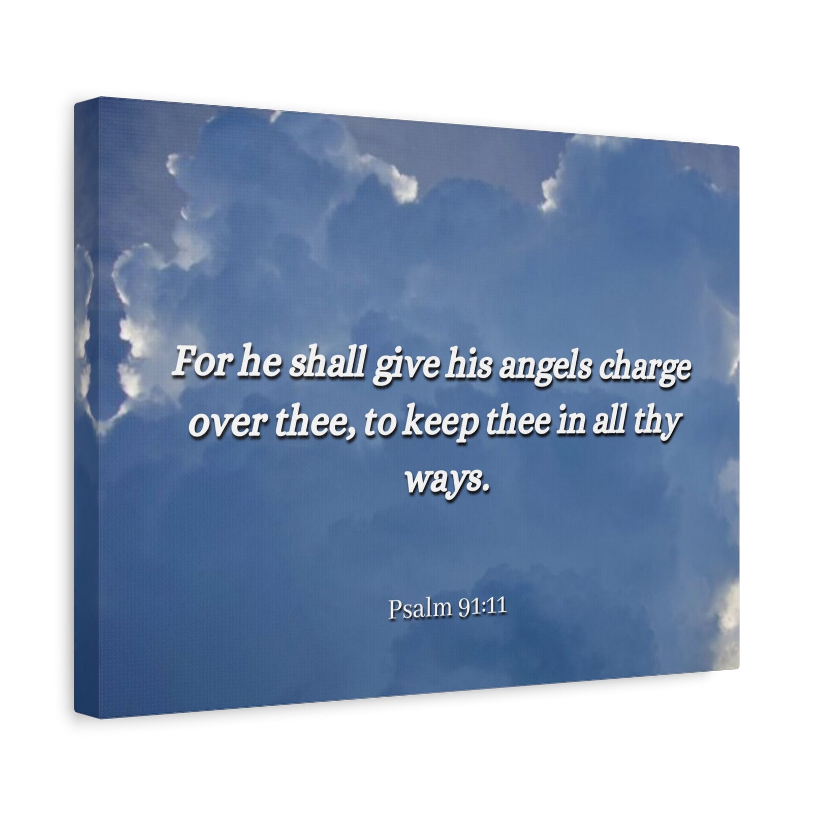 Scripture Canvas Angels Over Thee Psalm 91:11 Christian Wall Art Bible Verse Print Ready to Hang-Express Your Love Gifts