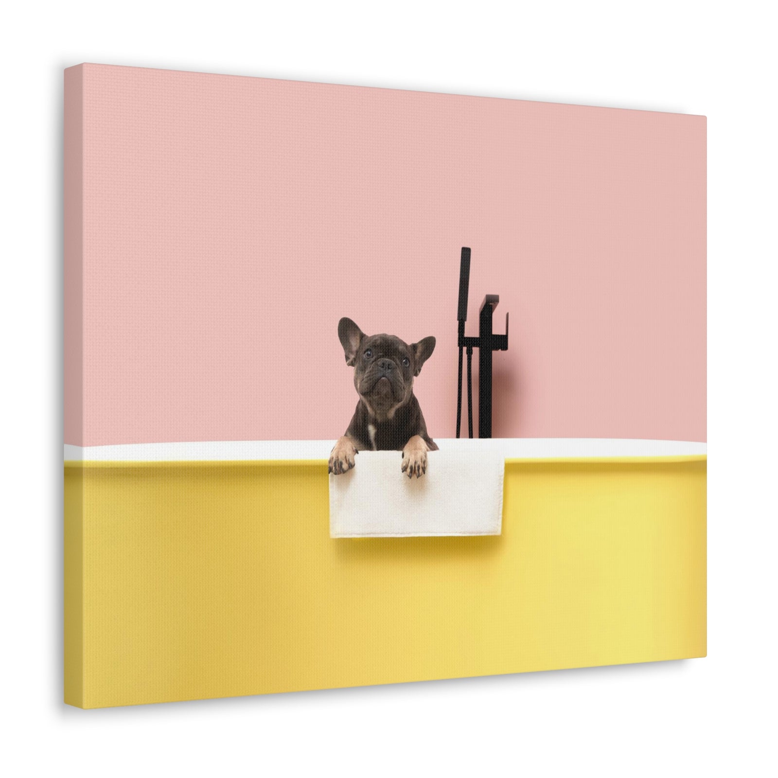 Cute French Bulldog Bath Canvas Wall Art for Home Decor Ready-to-Hang-Express Your Love Gifts