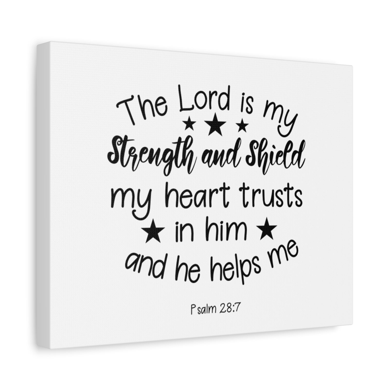 Scripture Canvas Strength And Shield Psalm 28:7 Christian Wall Art Bible Verse Print Ready to Hang-Express Your Love Gifts