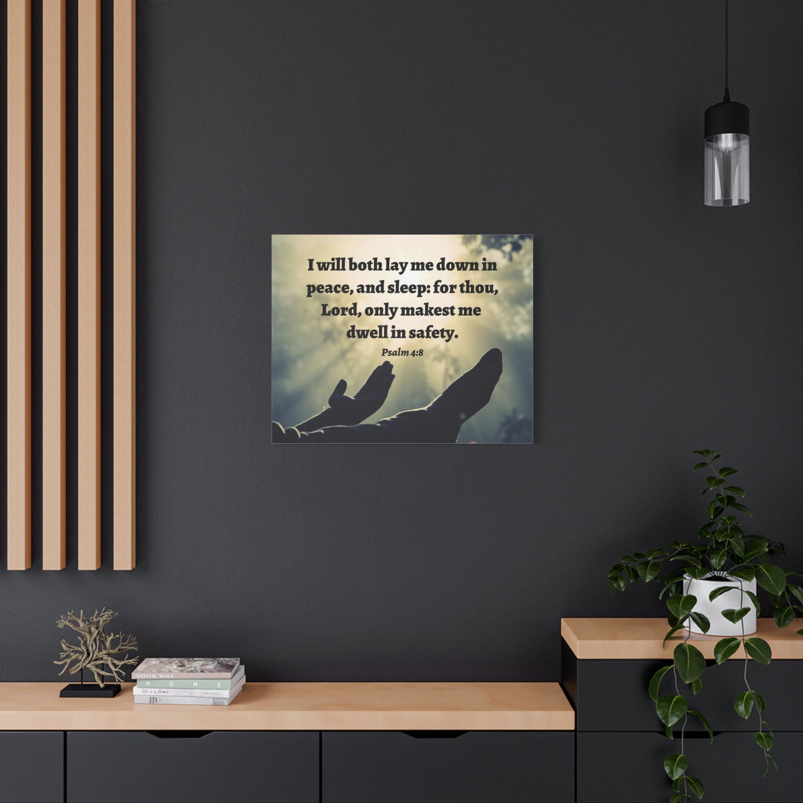 Scripture Walls Dwell In Safety Psalm 4:8 Bible Verse Canvas Christian Wall Art Ready to Hang-Express Your Love Gifts
