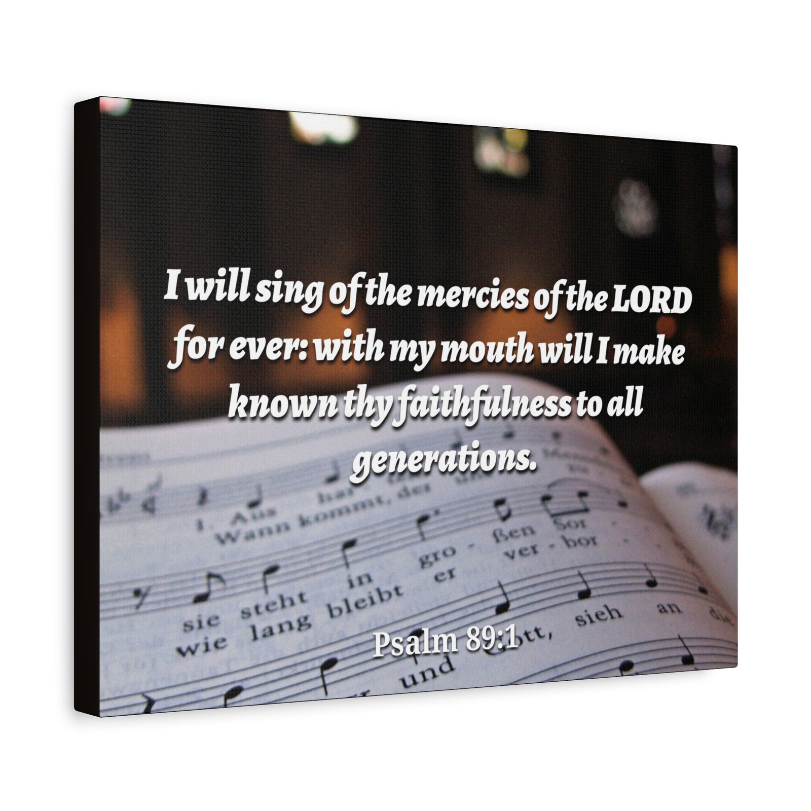 Scripture Canvas Mercy Of The Lord Psalms 89:1 Christian Wall Art Bible Verse Print Ready to Hang-Express Your Love Gifts