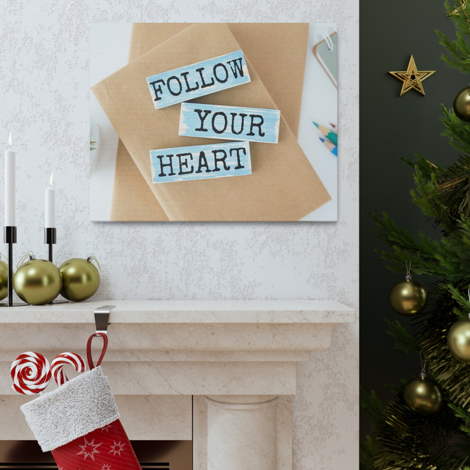 Inspirational Quote Canvas Follow Your Heart Wall Art Motivational Motto Inspiring Prints Artwork Decor Ready to Hang-Express Your Love Gifts