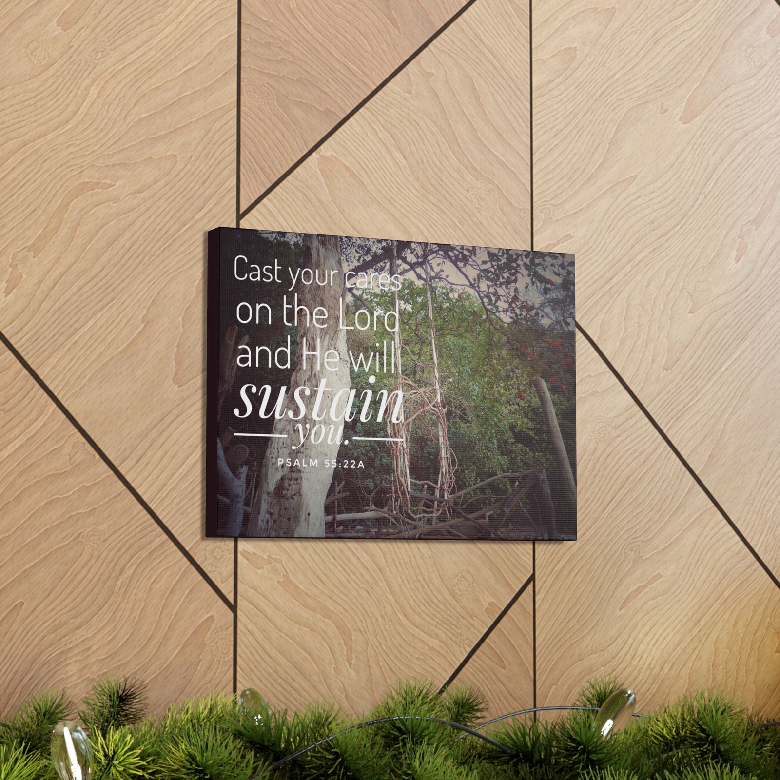 Scripture Walls He Will Sustain You Psalm 55:22 Bible Verse Canvas Christian Wall Art Ready to Hang-Express Your Love Gifts