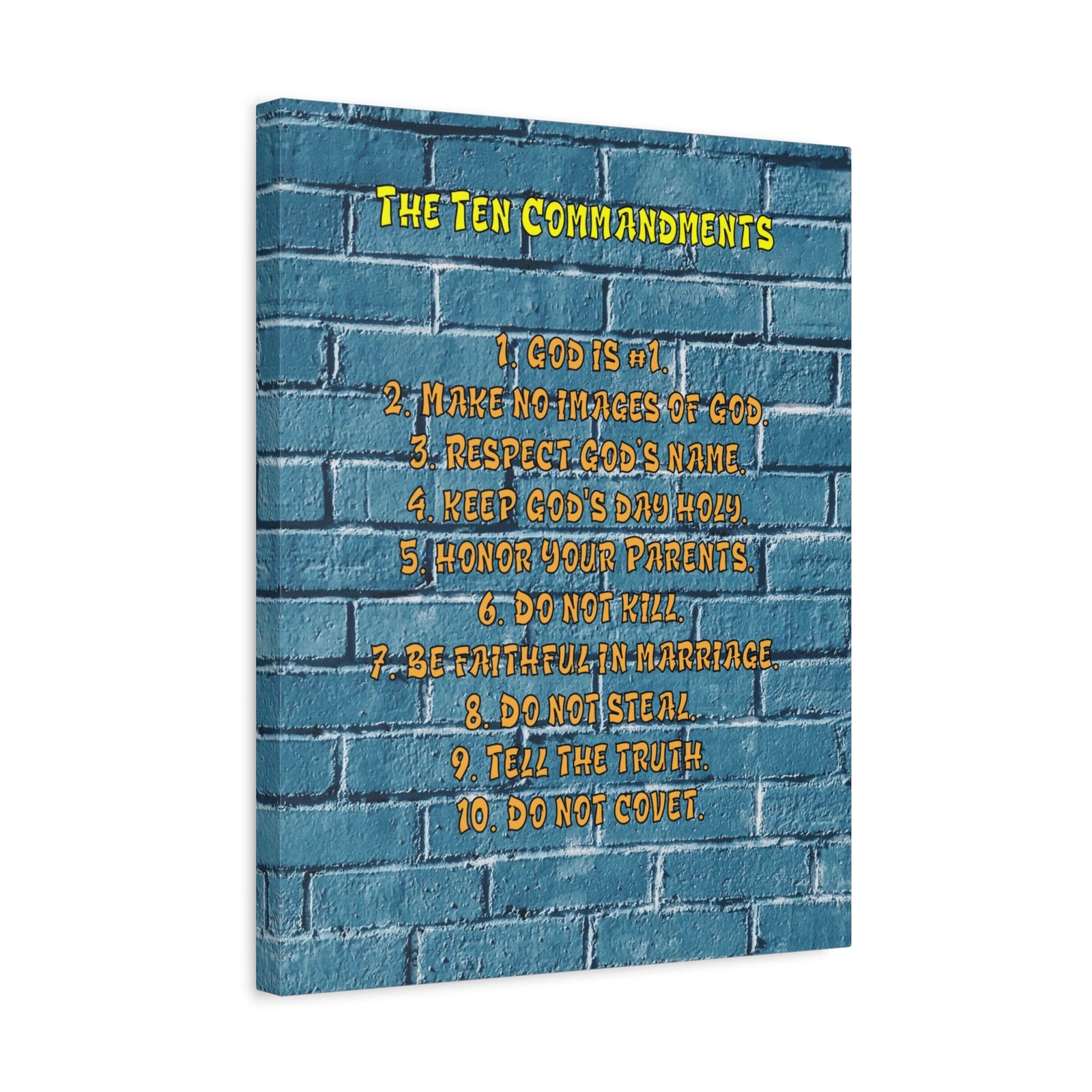 Scripture Canvas 10 Commandments For Kids Brick Wall Christian Wall Art Print Ready to Hang-Express Your Love Gifts