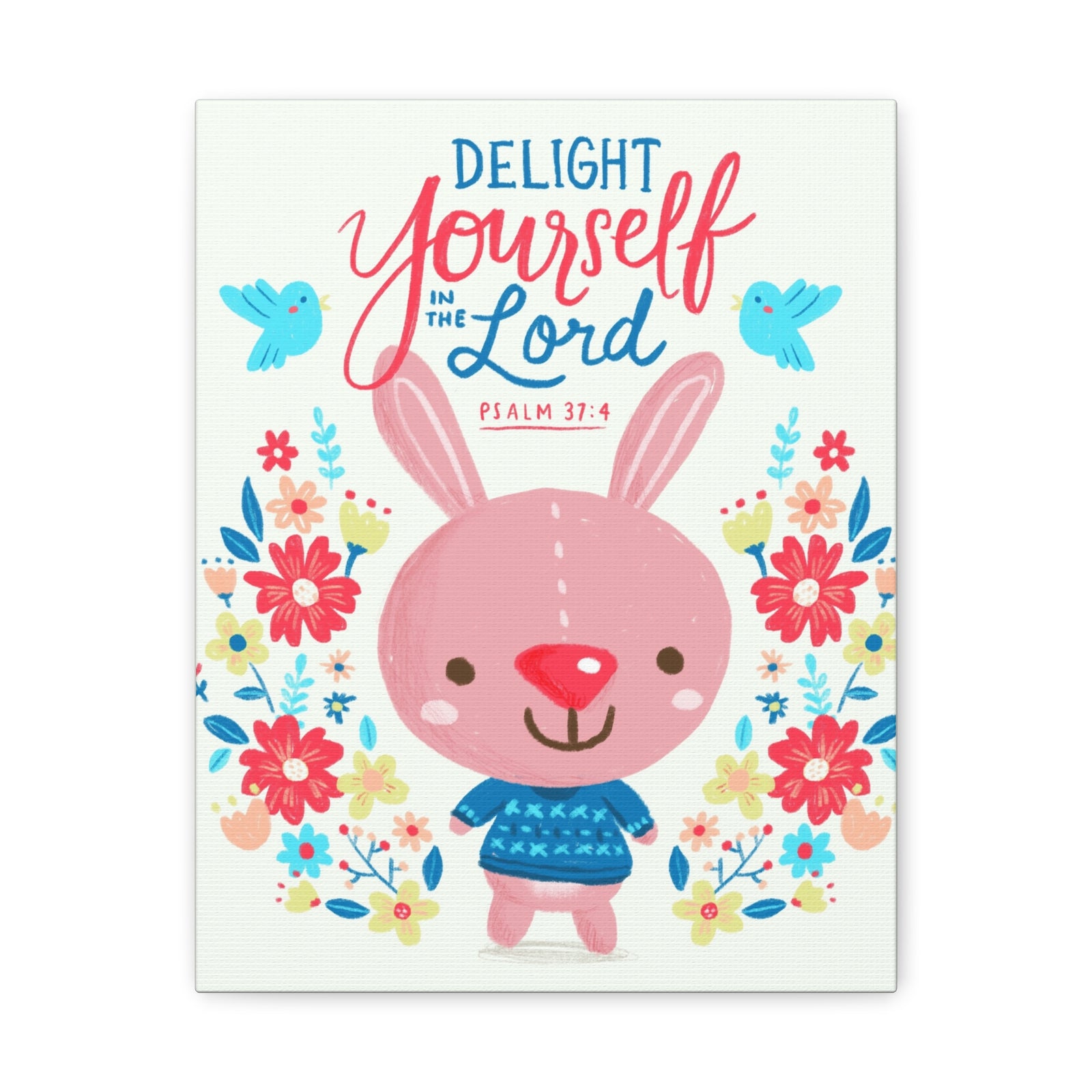 Scripture Canvas Delight Yourself Psalm 37:4 Christian Wall Art Bible Verse Print Ready to Hang-Express Your Love Gifts