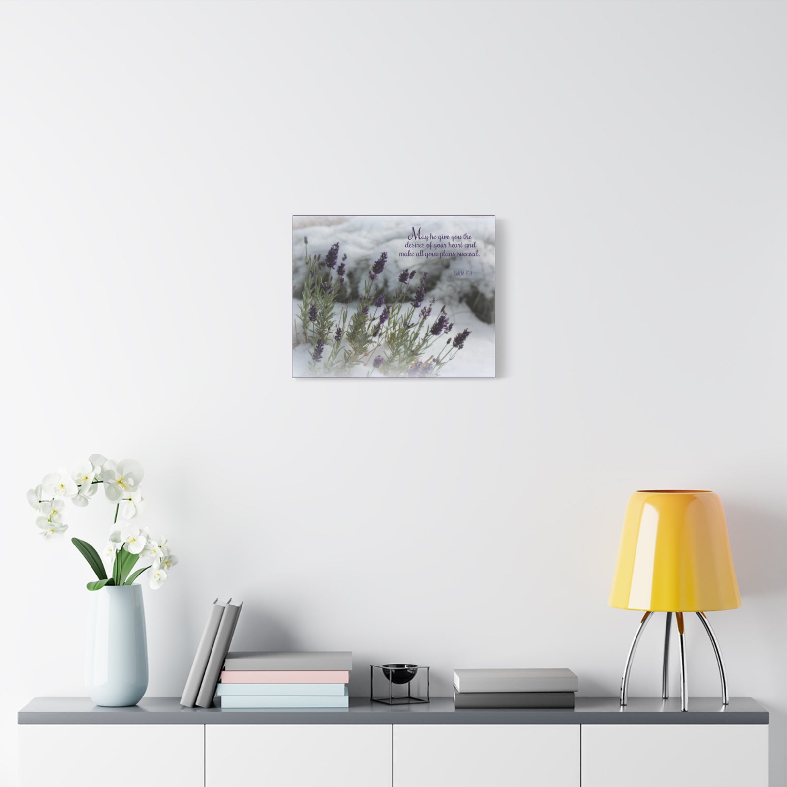 Scripture Canvas Desires Of Your Heart Psalm 20:4 Christian Wall Art Bible Verse Print Ready to Hang-Express Your Love Gifts