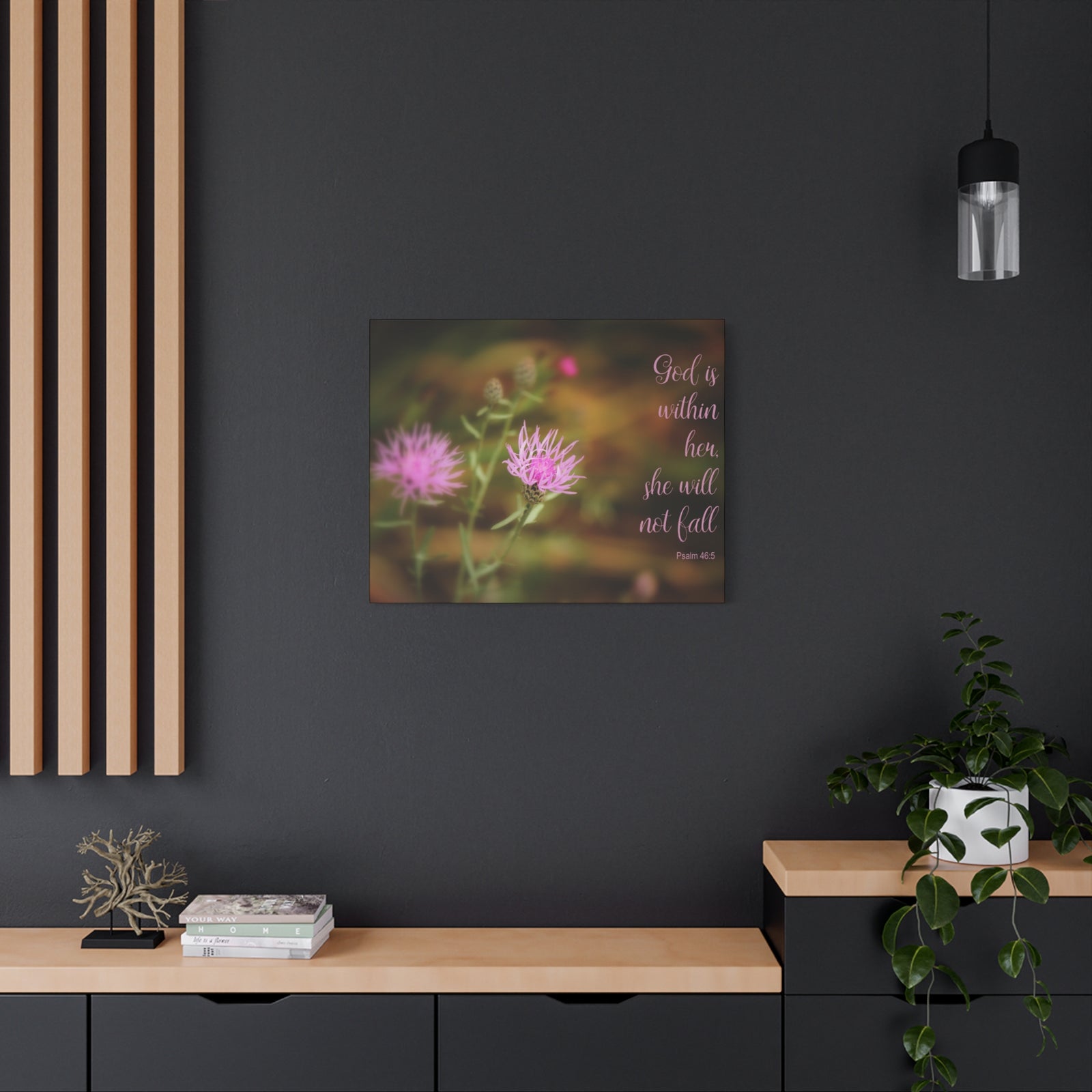 Scripture Canvas Within Her Psalm 46:5 Christian Wall Art Bible Verse Print Ready to Hang-Express Your Love Gifts