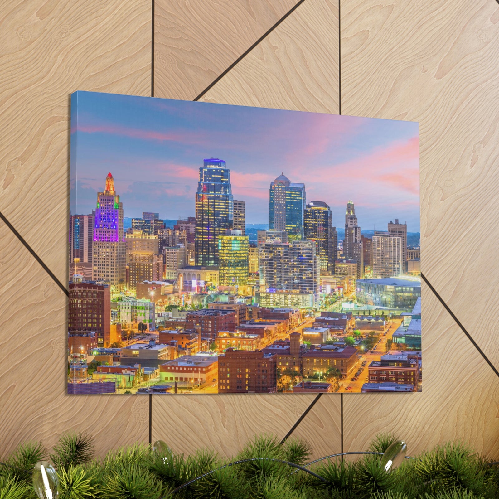Kansas City Night Skyline Canvas Artwork High-Quality Breathtaking Stunning Cityscape for Home Decor Ready to Hang-Express Your Love Gifts