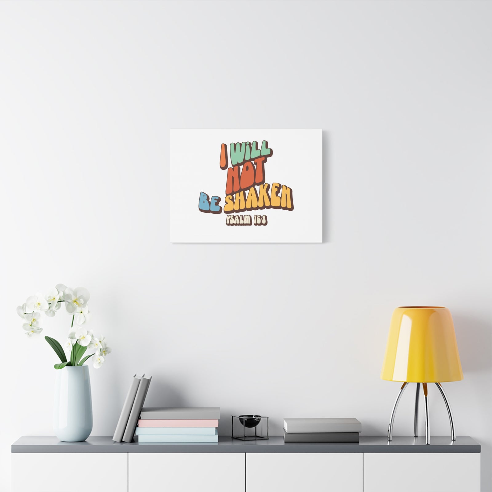 Scripture Walls Not Be Shaken Psalm 16:8 Orange Bible Verse Canvas Christian Wall Art Ready to Hang-Express Your Love Gifts