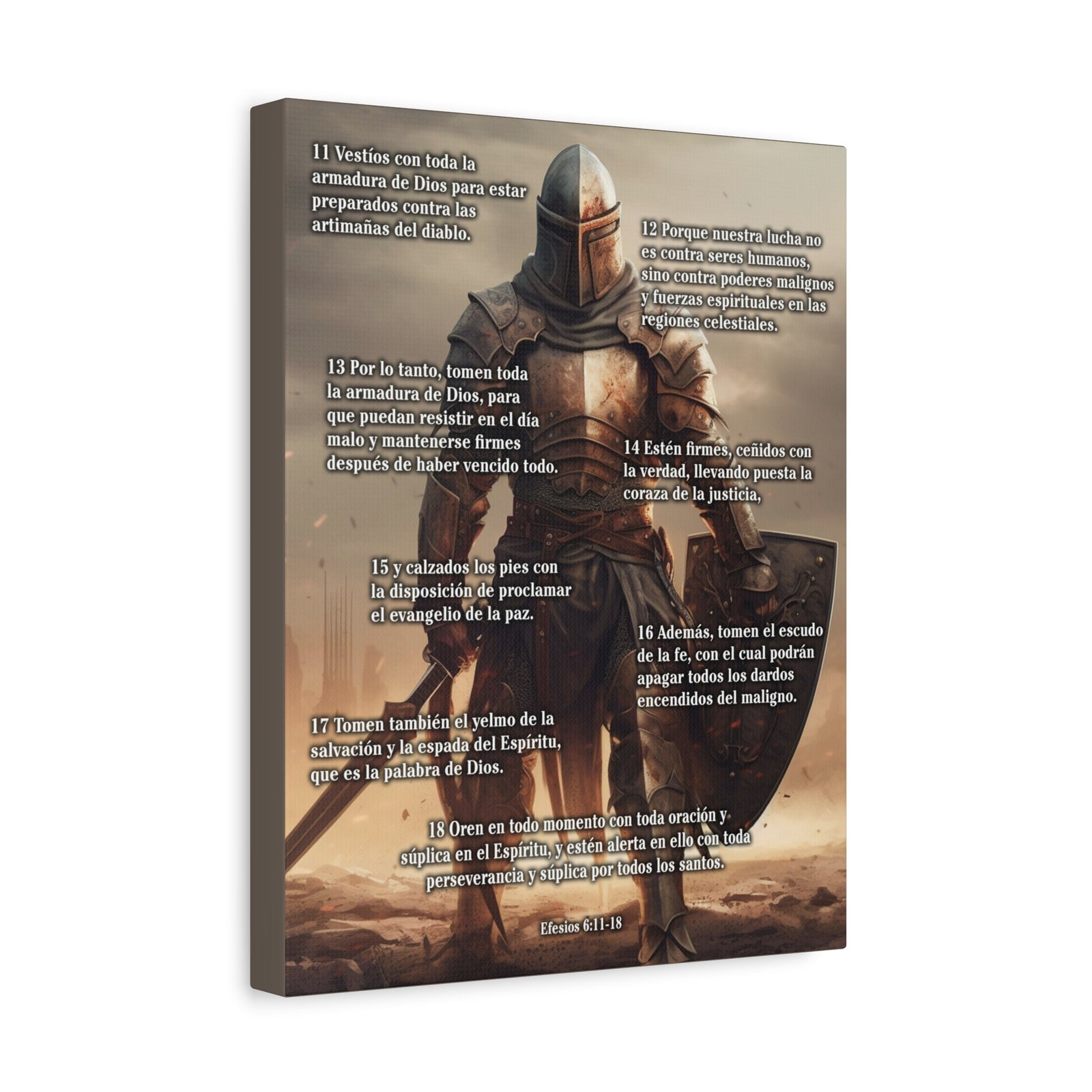 Scripture Walls Armour Of God Ephesians 6:11-18 Standing Warrior Spanish Christian Wall Art Print Ready to Hang Unframed-Express Your Love Gifts