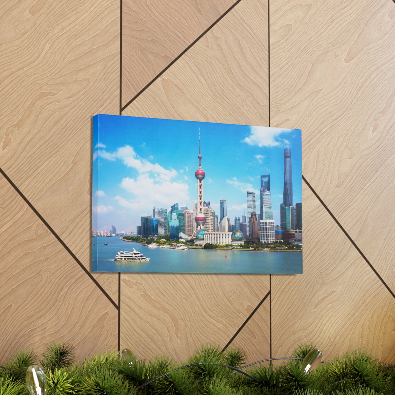 Shanghai Daytime Skyline Canvas Artwork High-Quality Breathtaking Stunning Cityscape for Home Decor Ready to Hang-Express Your Love Gifts