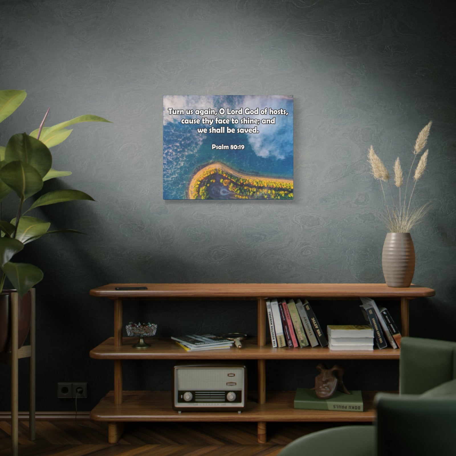 Bible Verse Canvas Turn Us Again Psalm 80:19 Christian Home Décor Wall Art Scripture Ready to Hang Faith Print-Express Your Love Gifts