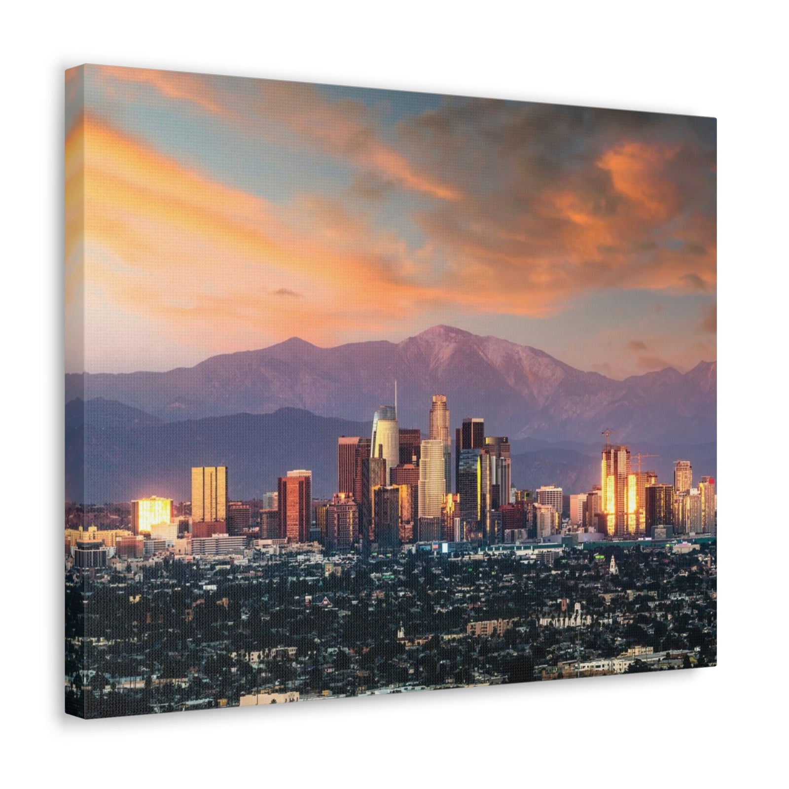 Los Angeles Daytime Skyline Canvas Artwork High-Quality Breathtaking Stunning Cityscape for Home Decor Ready to Hang-Express Your Love Gifts