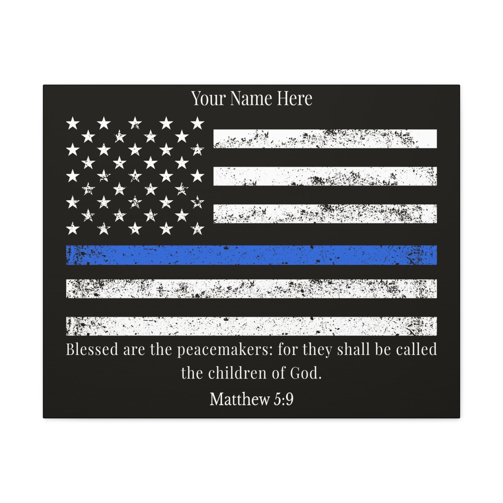 Scripture Walls Personalized Matthew 5:9 Police Officer Badge Bible Canvas Christian Wall Art Ready to Hang Unframed-Express Your Love Gifts