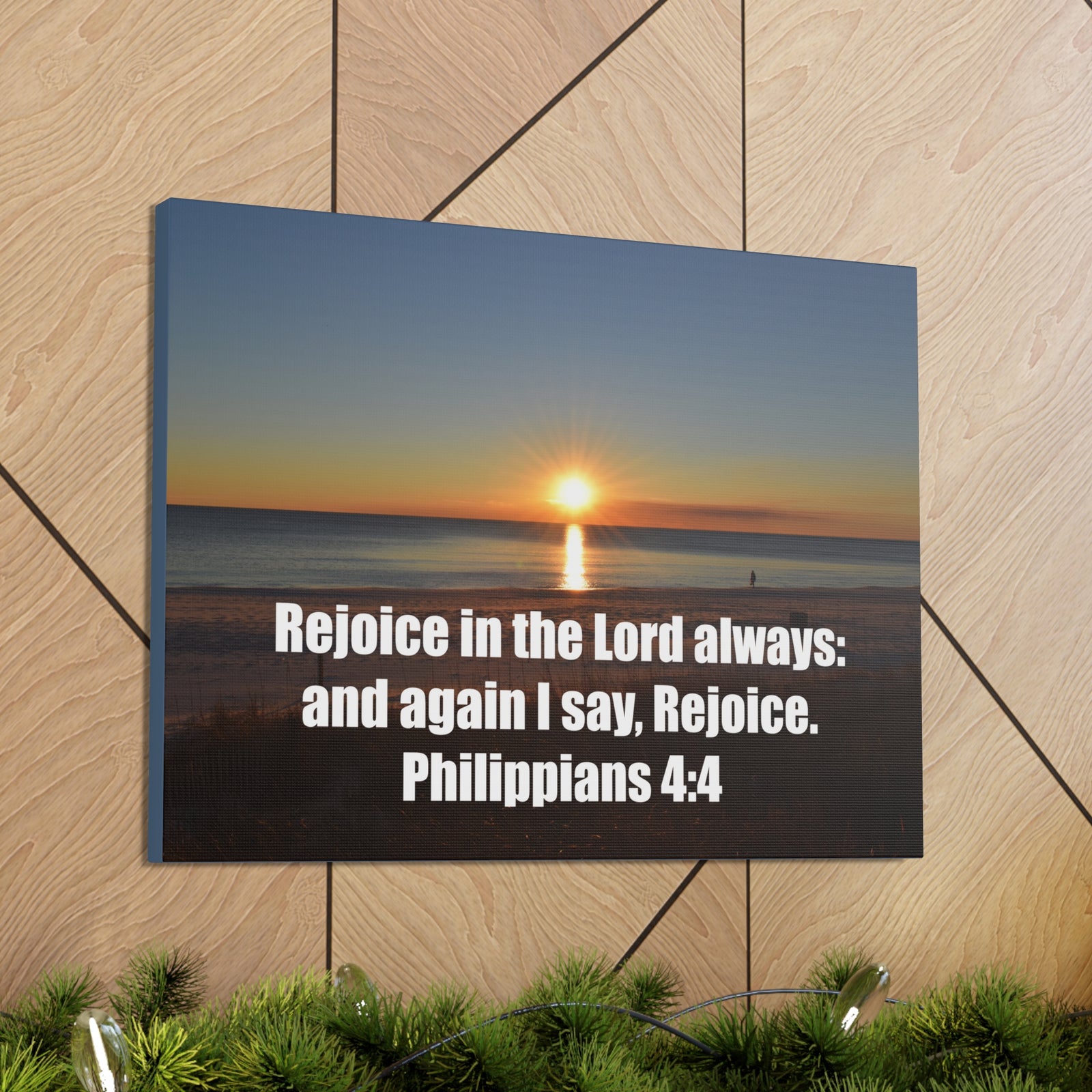 Scripture Walls Rejoice In The Lord Philippians 4:4 Sunset Bible Verse Canvas Christian Wall Art Ready to Hang-Express Your Love Gifts
